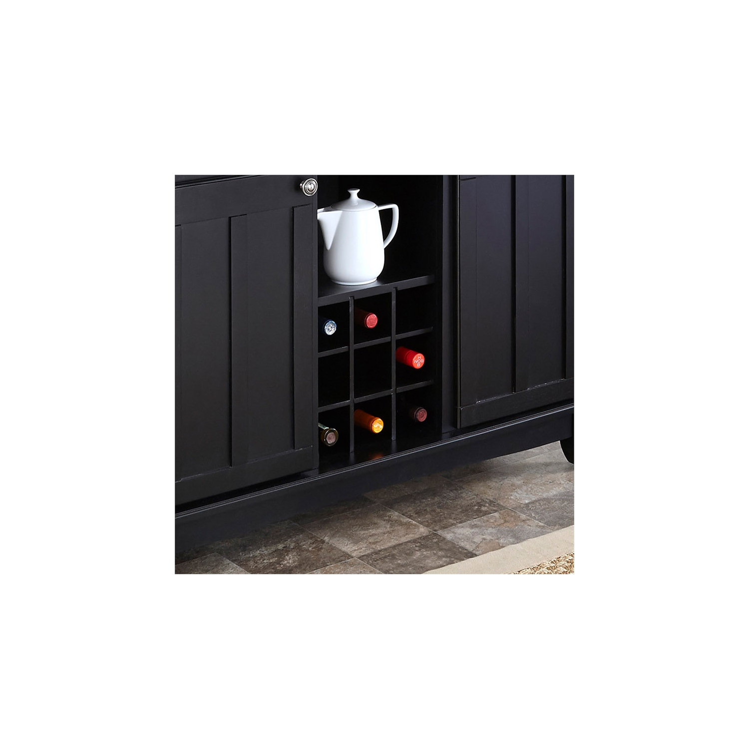 Homestyles Buffet of Buffets Wood Buffet with Hutch in Black