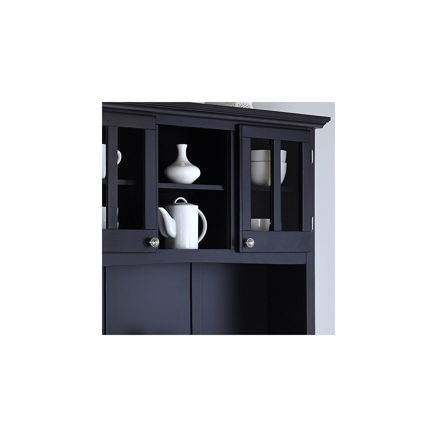 Homestyles Buffet of Buffets Wood Buffet with Hutch in Black