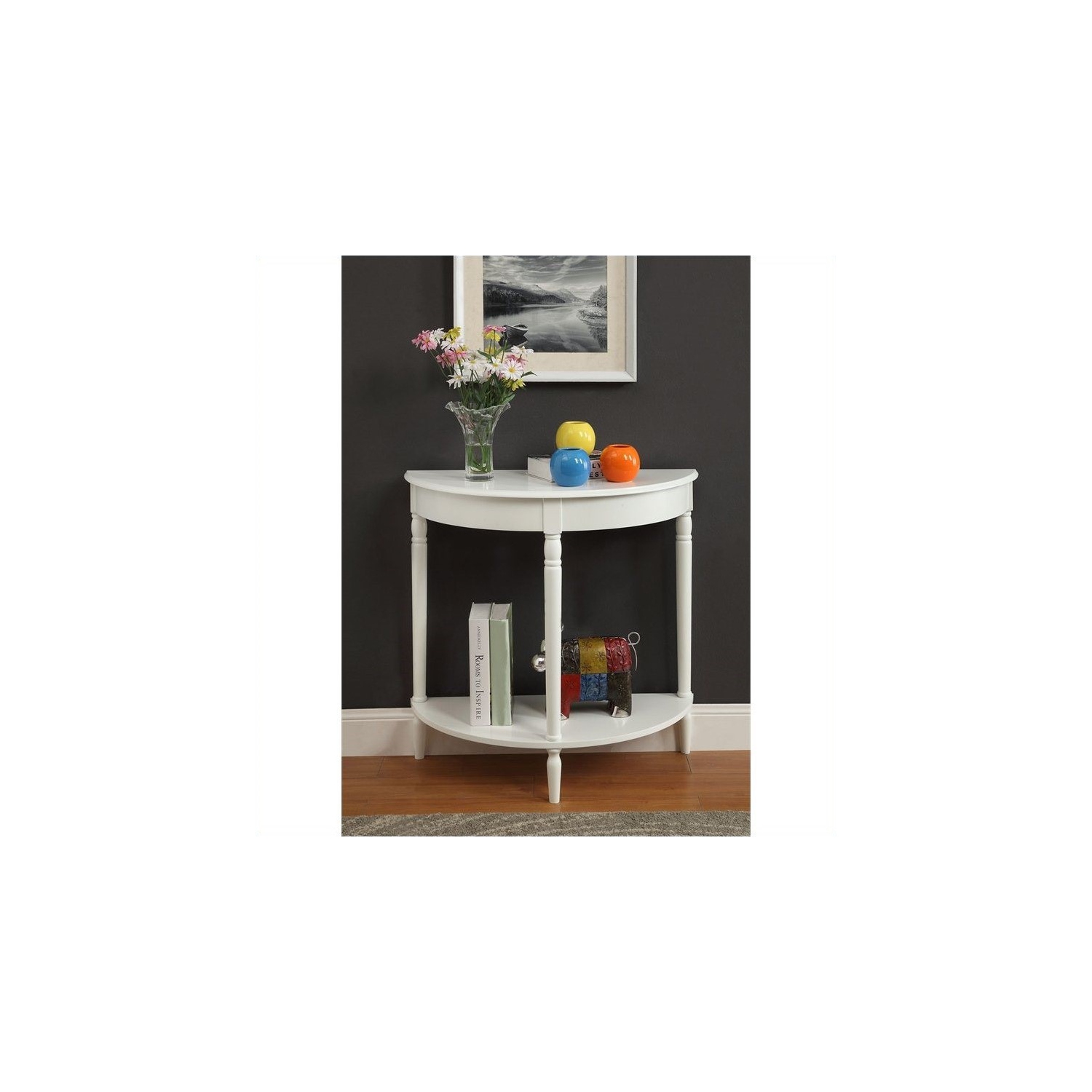 Convenience Concepts French Country Entryway Table in White Wood Finish