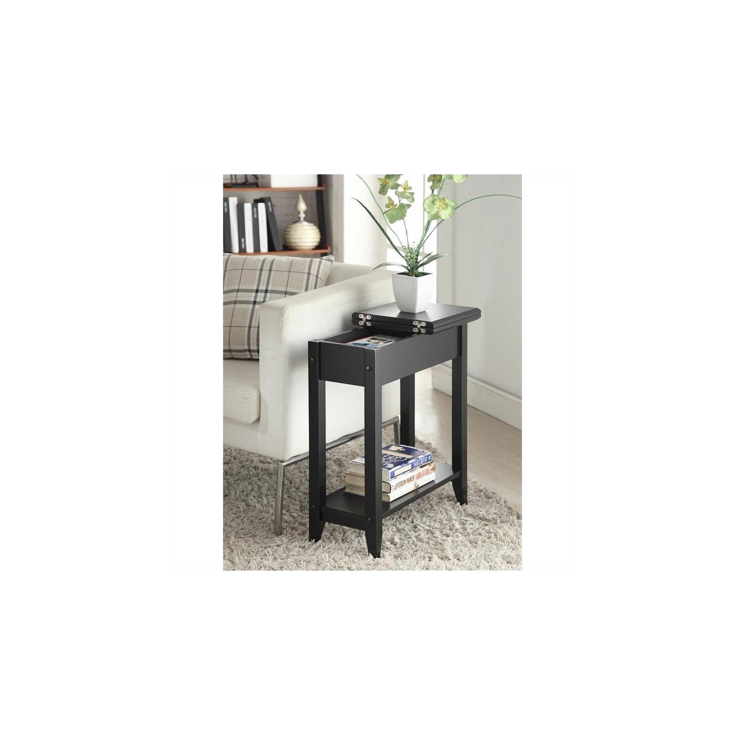 Commode concepts – Table de bout à dessus rabattable American Heritage en bois noir