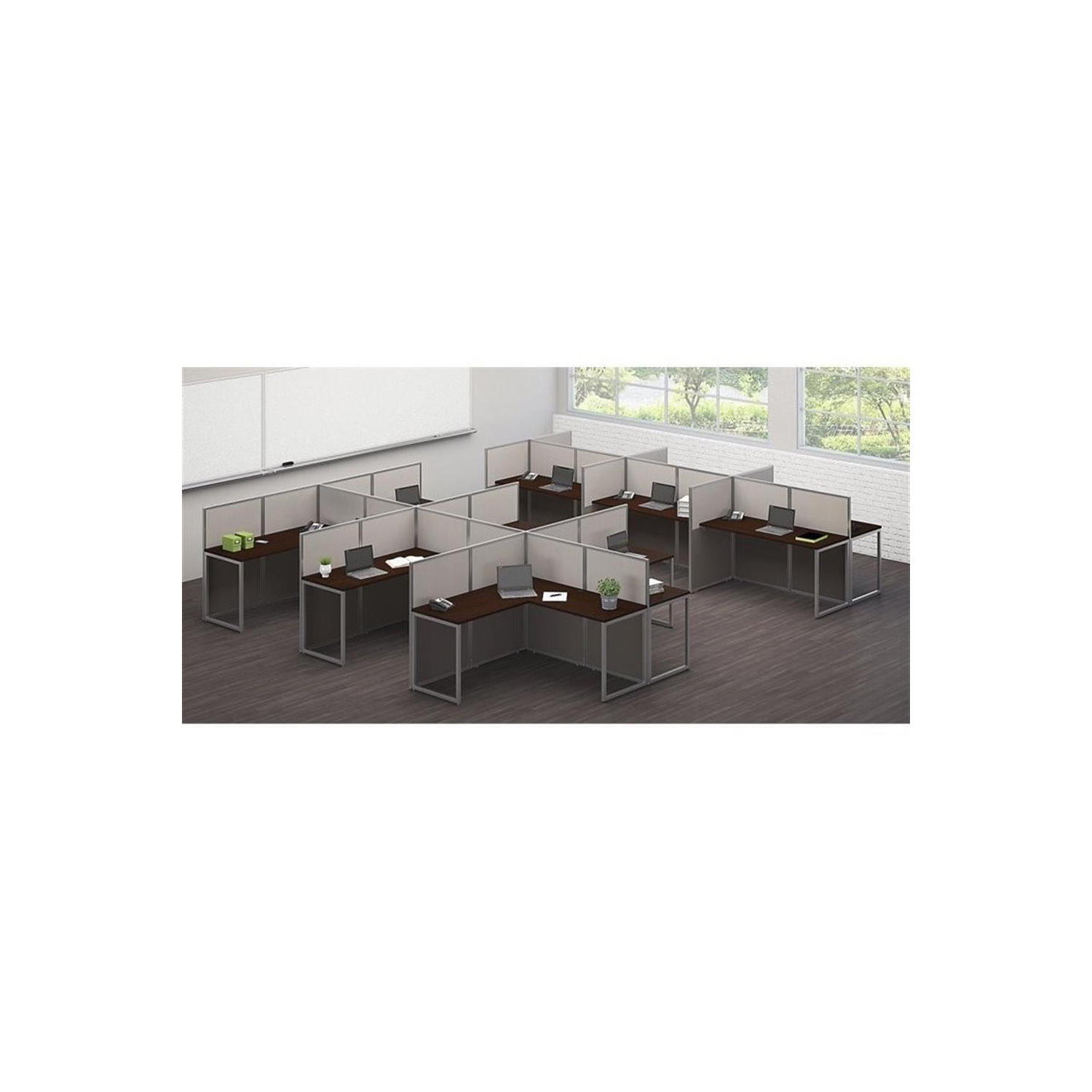 Bush Business Furniture Easy Office Wood Computer Desk for Two in Mocha Cherry