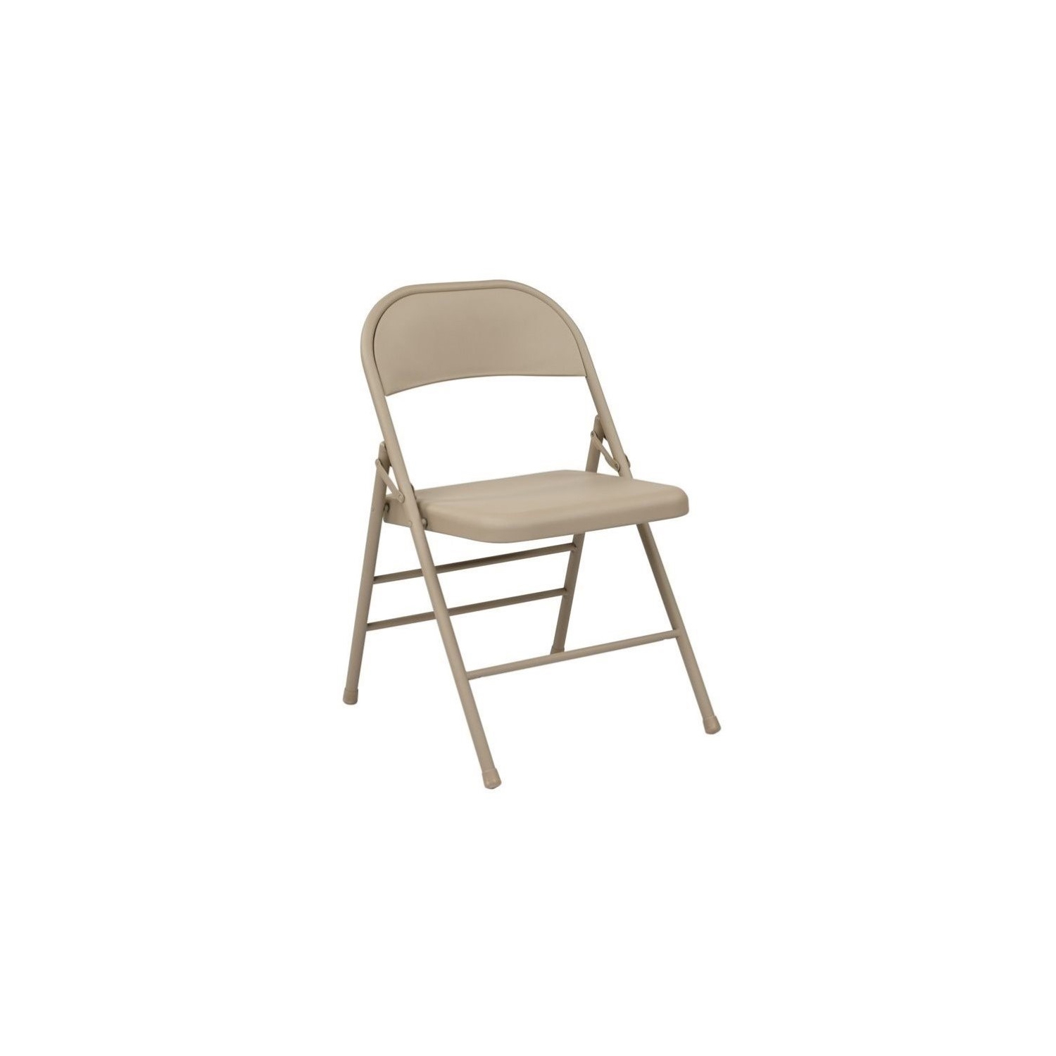 Tan Beige Folding Chair with Metal Seat and Back