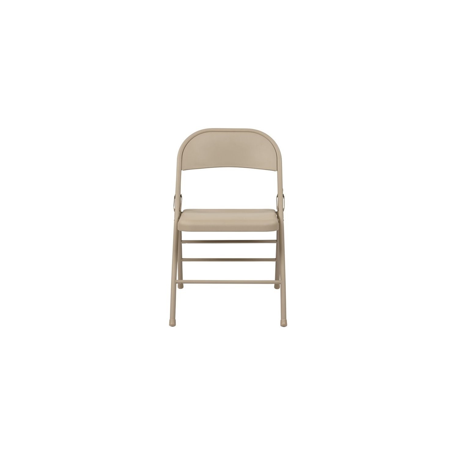 Tan Beige Folding Chair with Metal Seat and Back