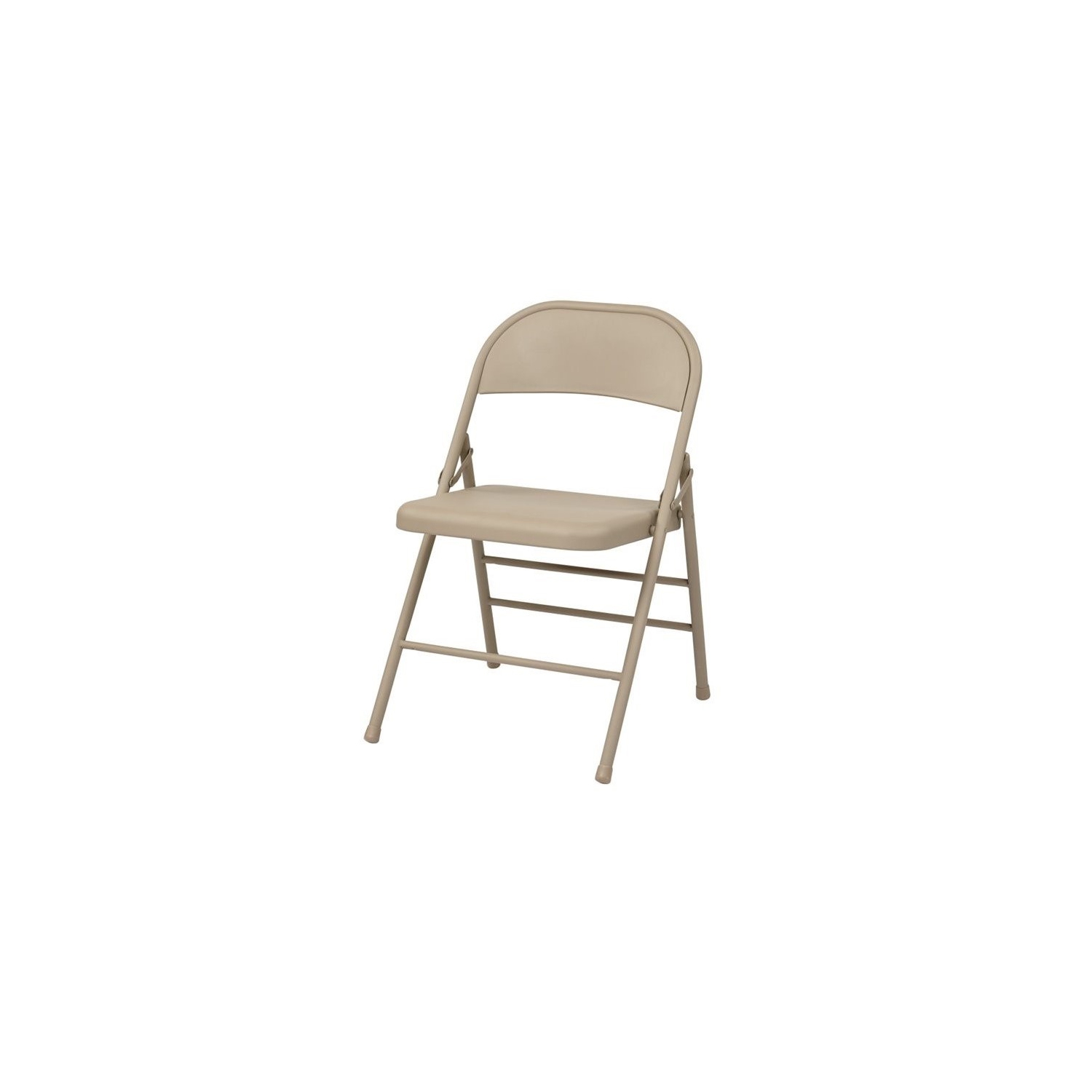 Tan Beige Folding Chair with Metal Seat and Back
