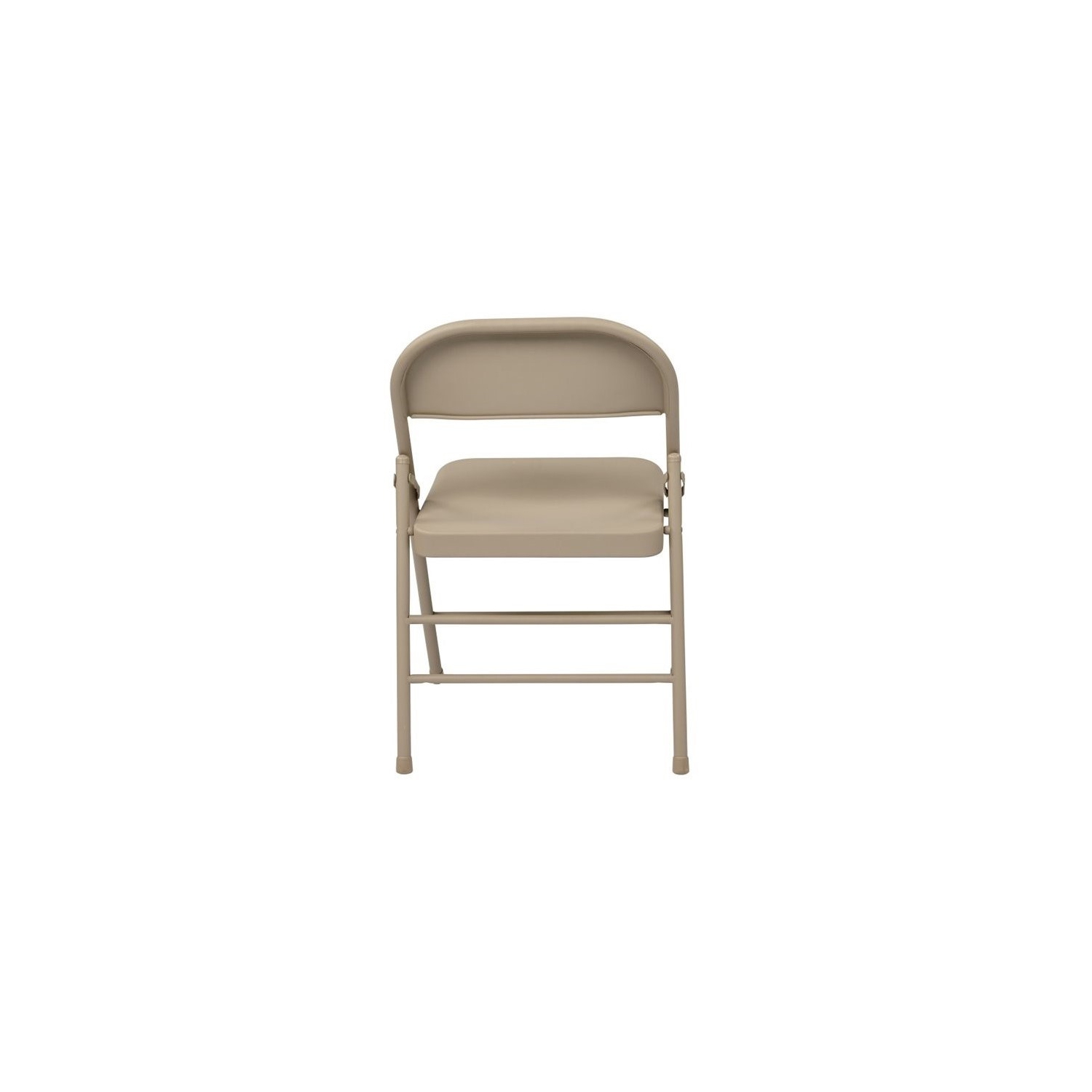 Tan Beige Folding Chair with Metal Seat and Back