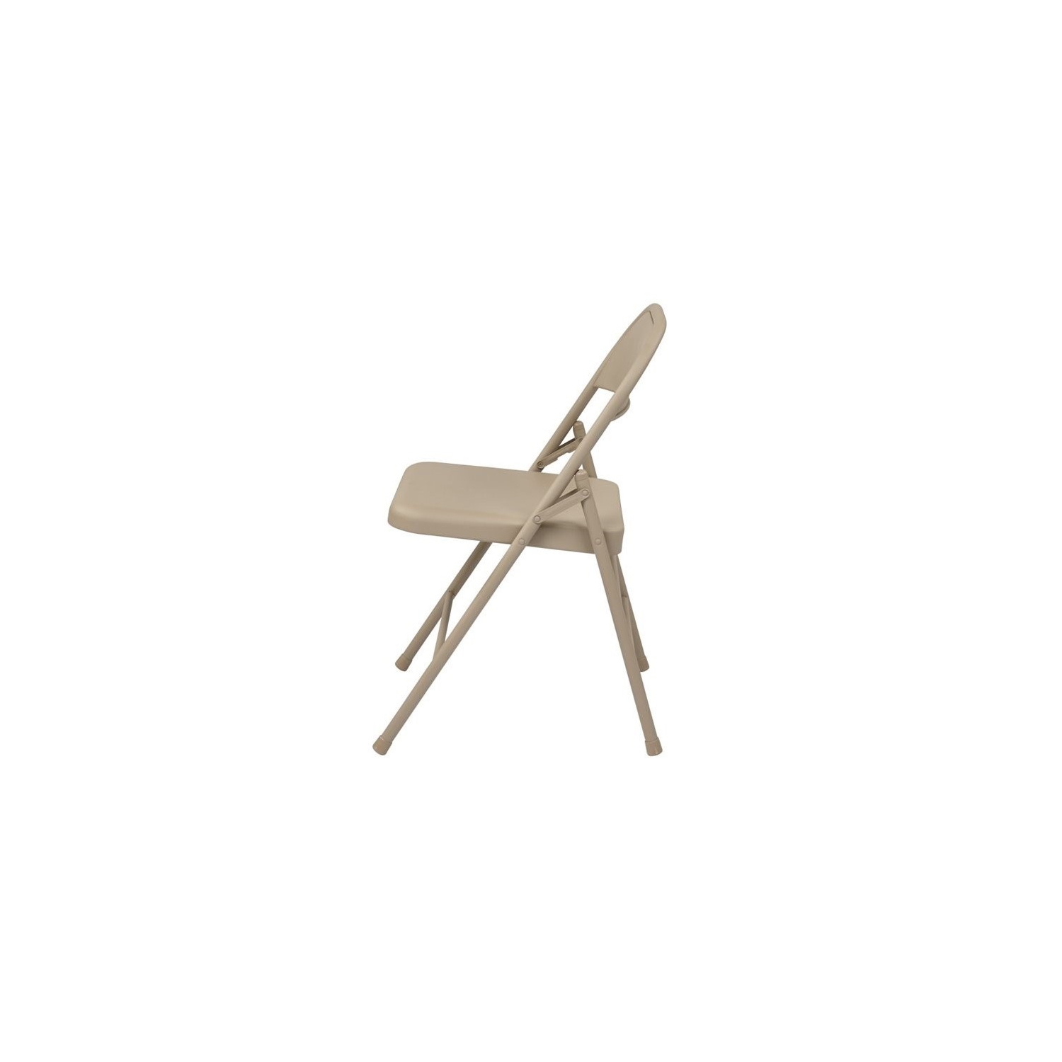 Tan Beige Folding Chair with Metal Seat and Back