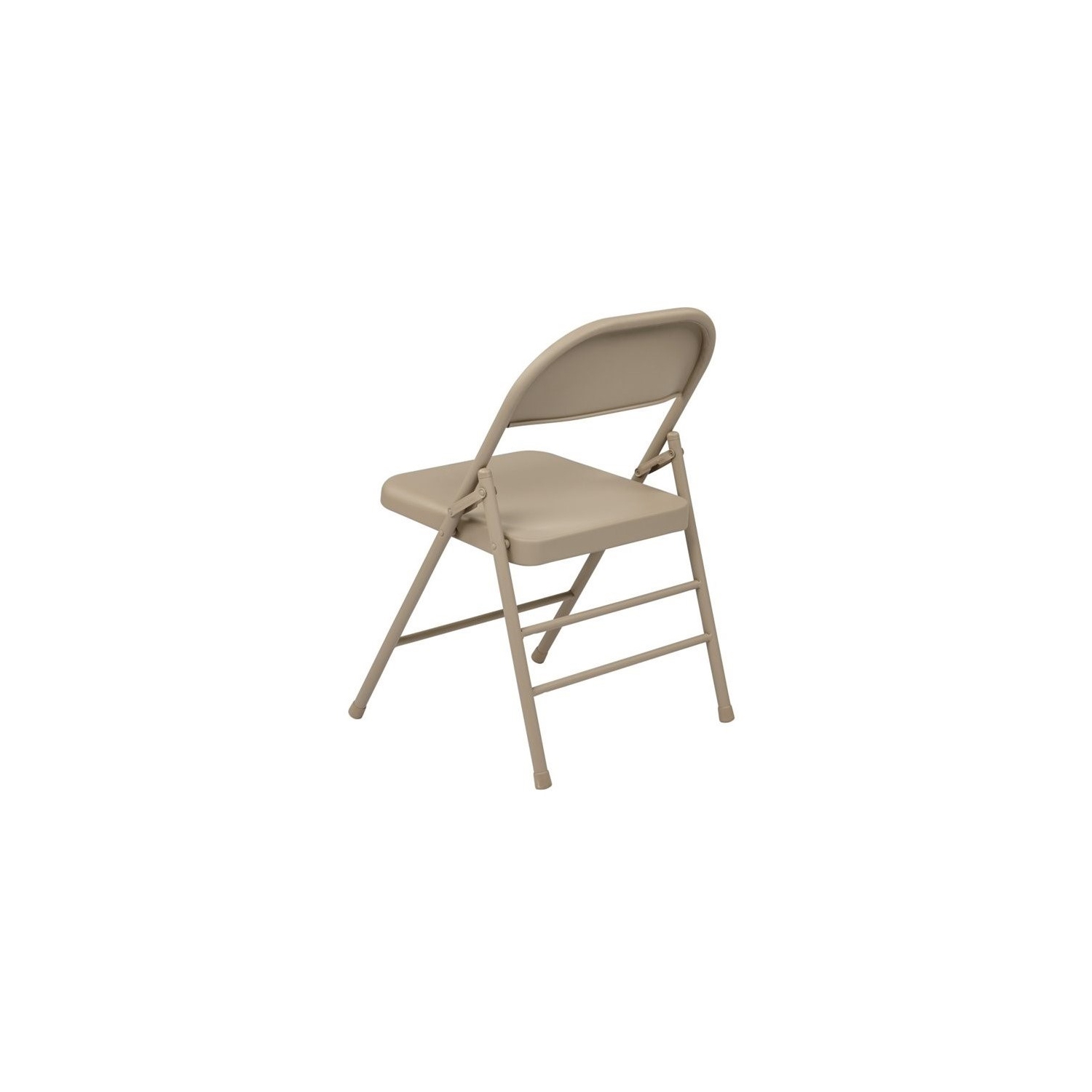 Tan Beige Folding Chair with Metal Seat and Back