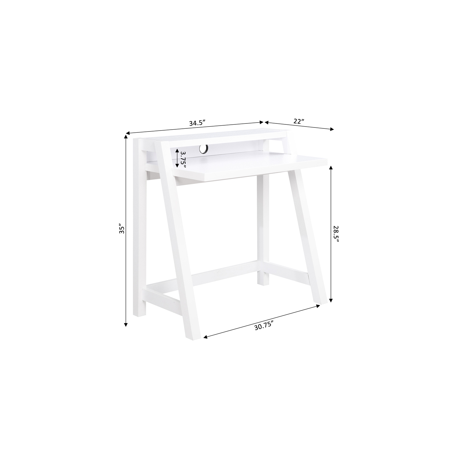 Convenience Concepts Newport Lilly Writing Desk in White Wood Finish
