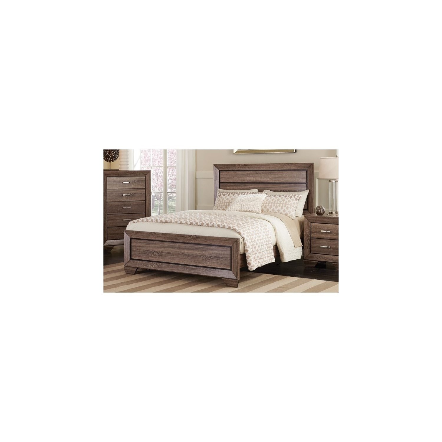 Coaster Kauffman Panel Rustic Country Bed - Queen - Washed Taupe