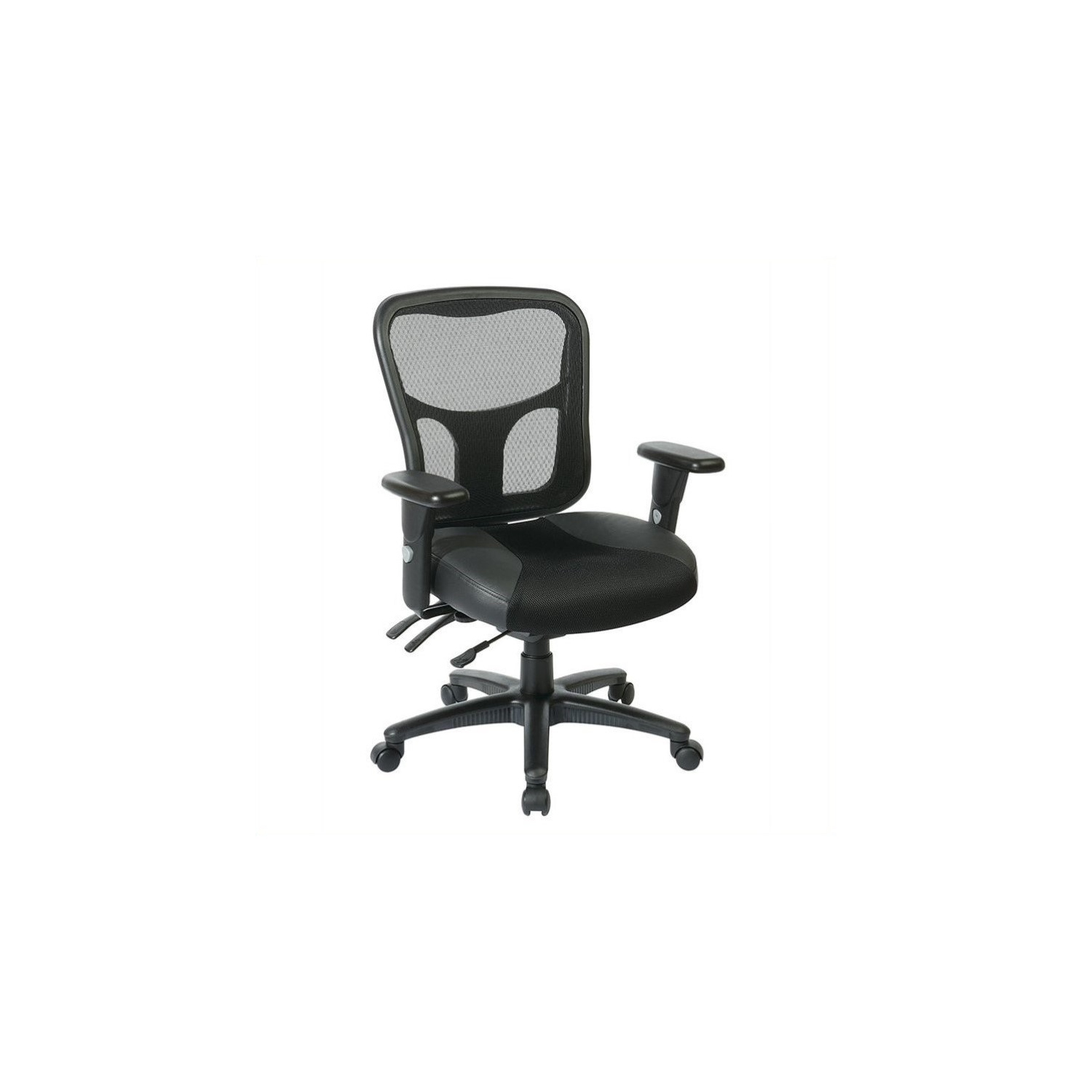 ProGrid High Back Manager Office Chair with Black Leather and Mesh Seat