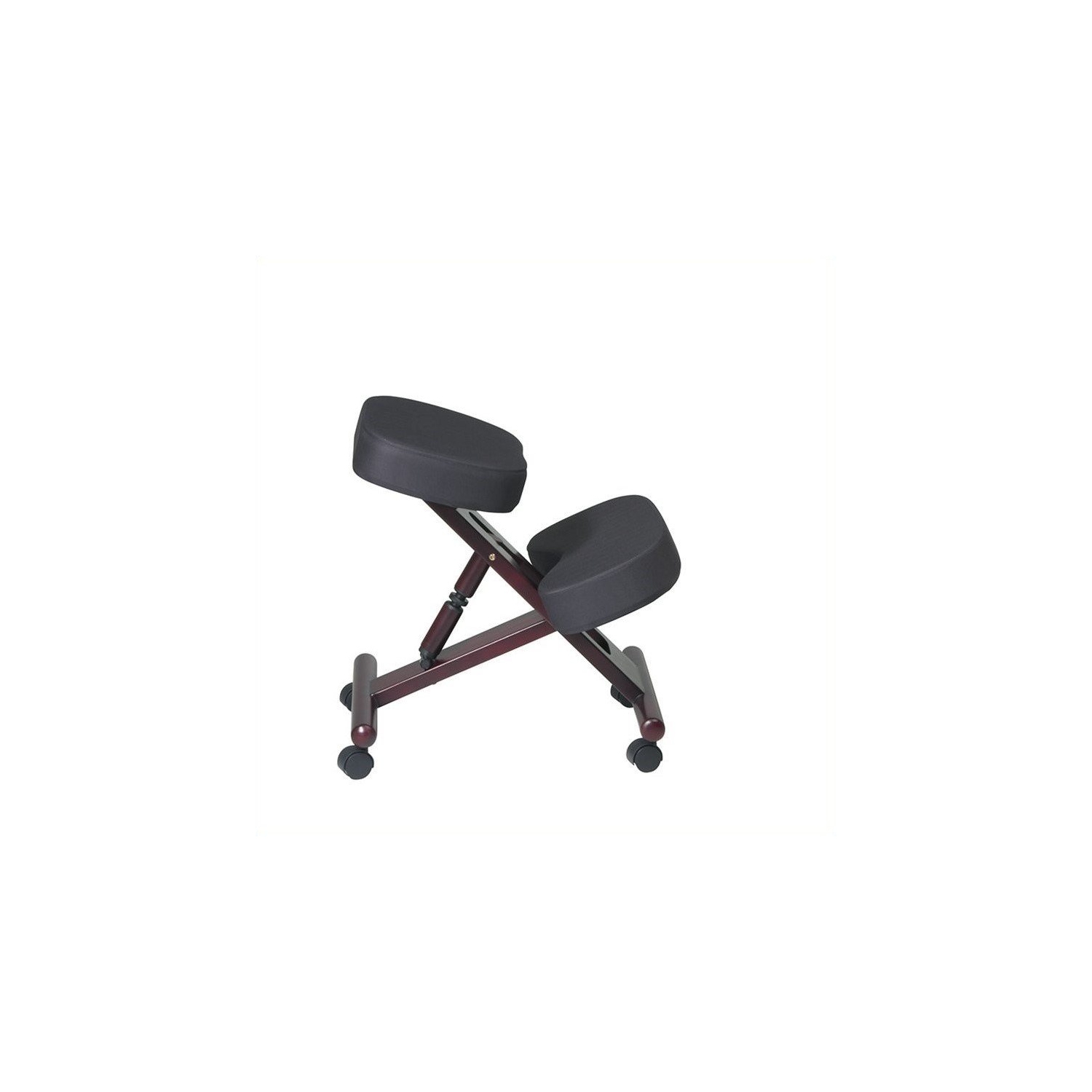 Ergonomically Black Fabric Wood Knee Office Chair in Mahogany Legs