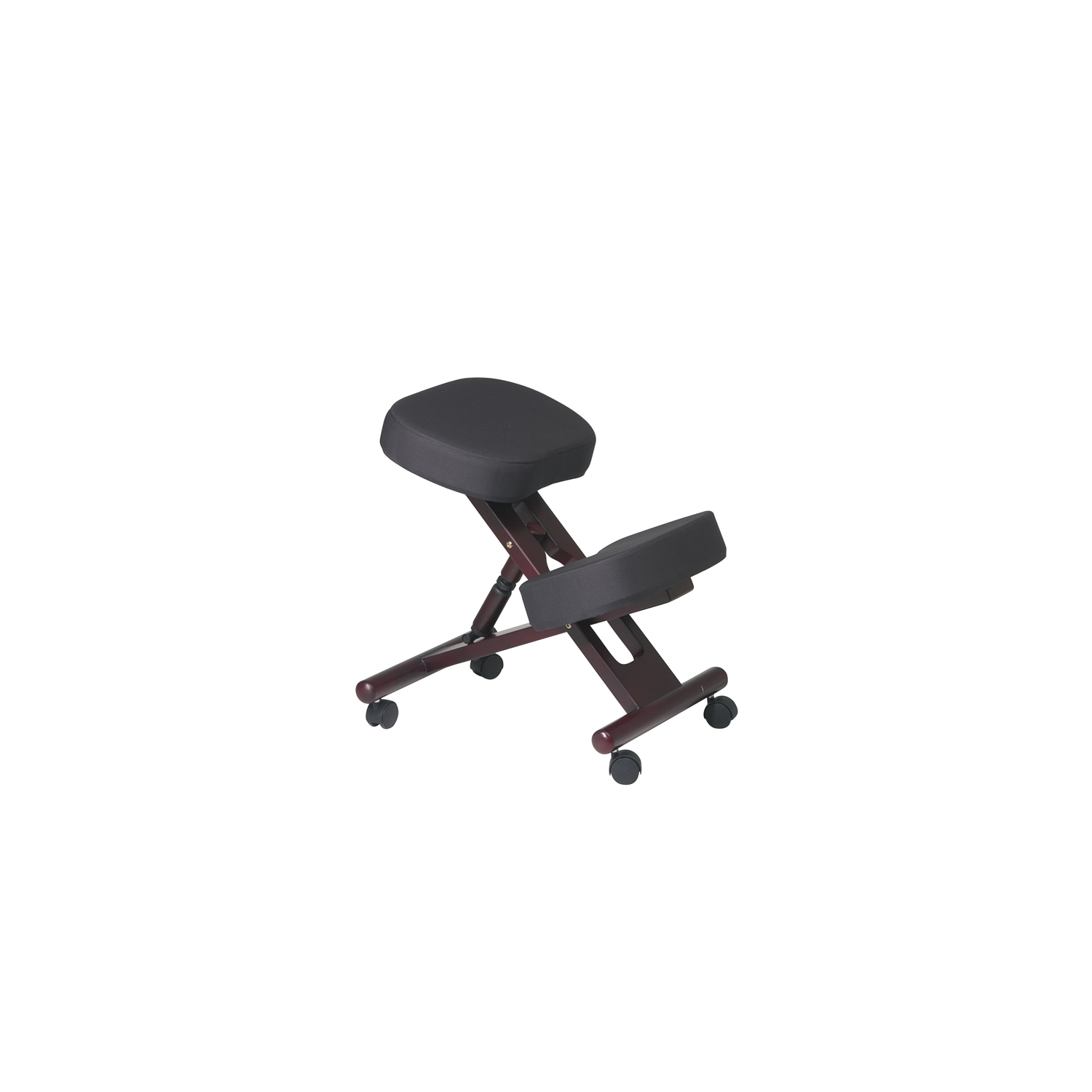 Ergonomically Black Fabric Wood Knee Office Chair in Mahogany Legs