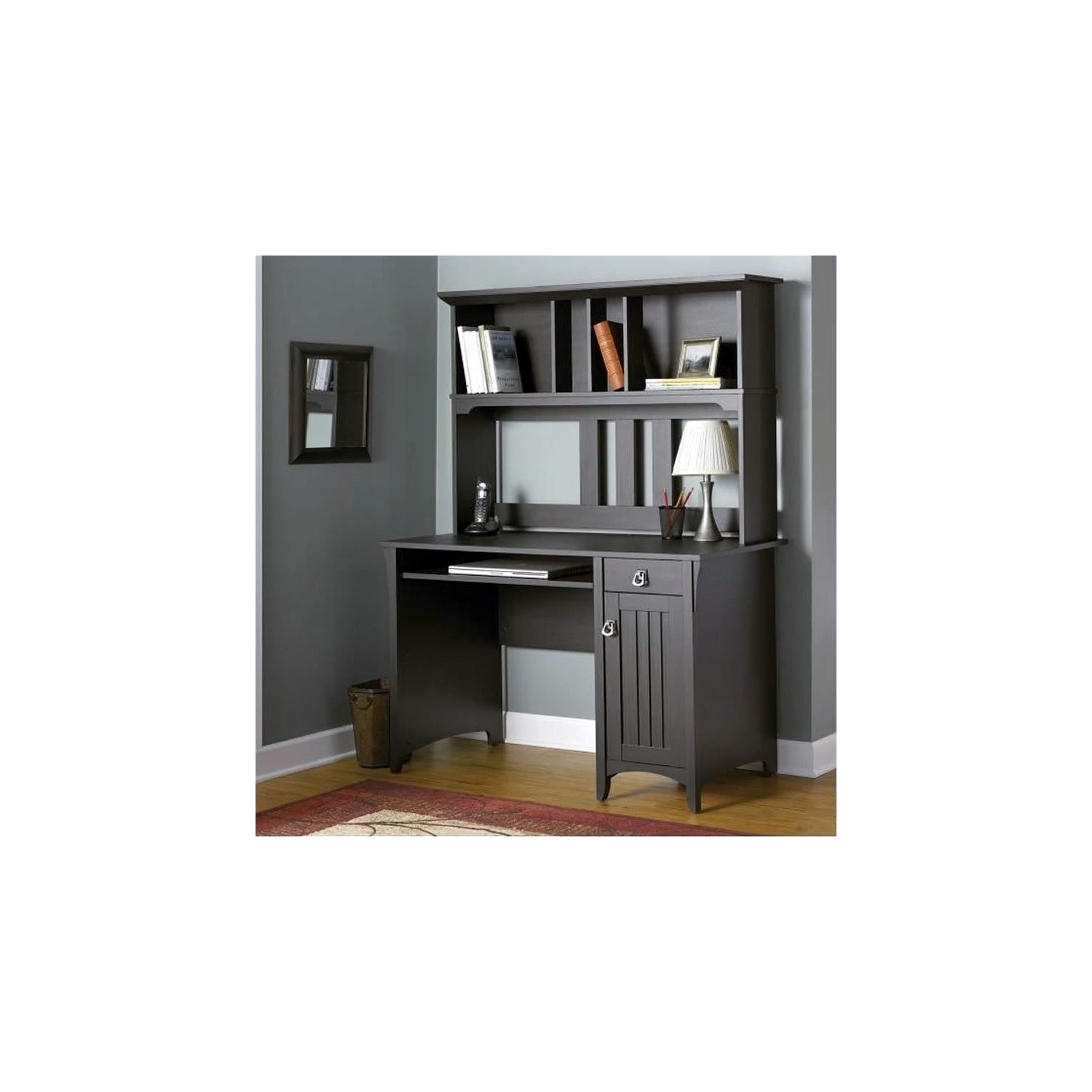 Salinas Computer Desk with Hutch in Vintage Black - Engineered Wood