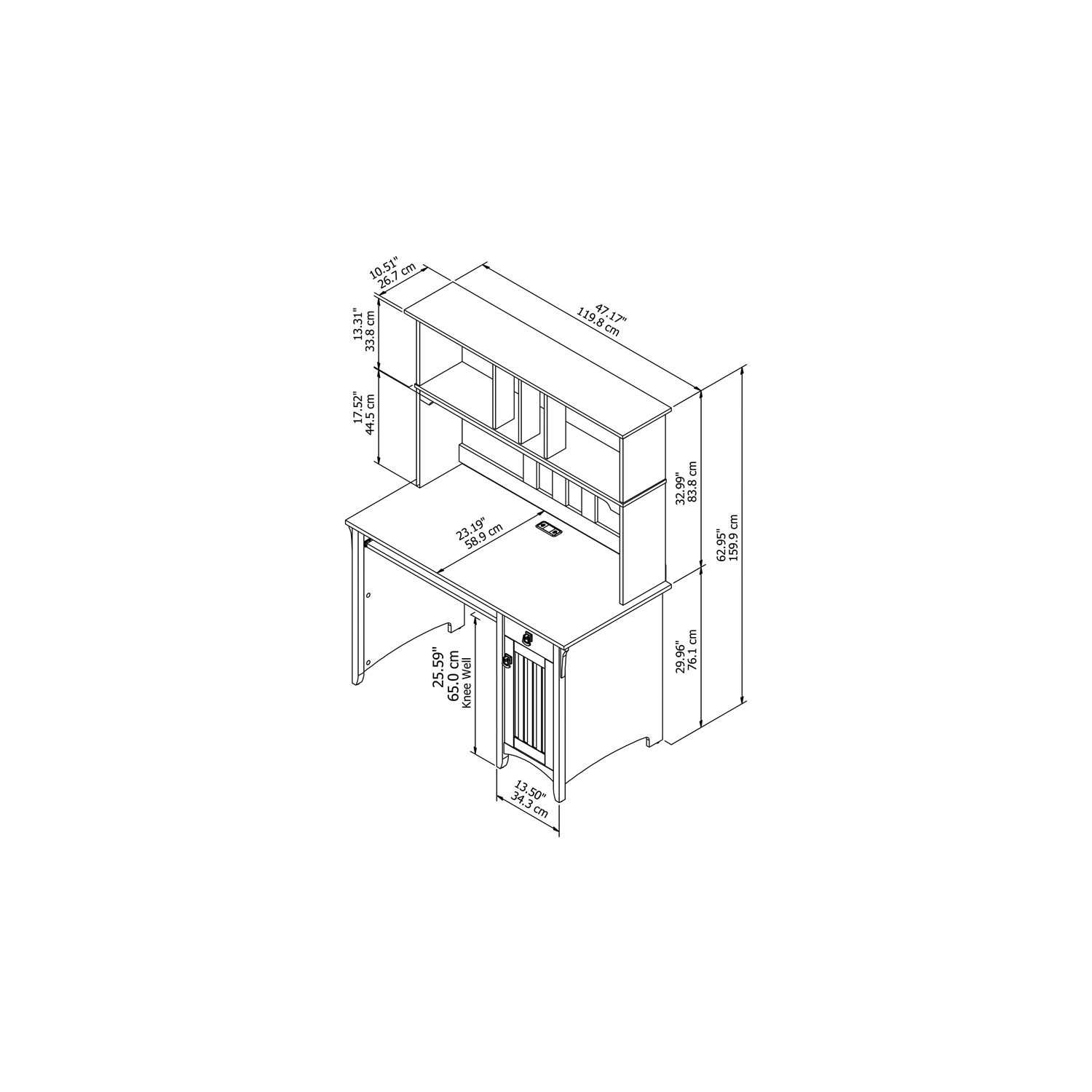 Salinas Computer Desk with Hutch in Vintage Black - Engineered Wood
