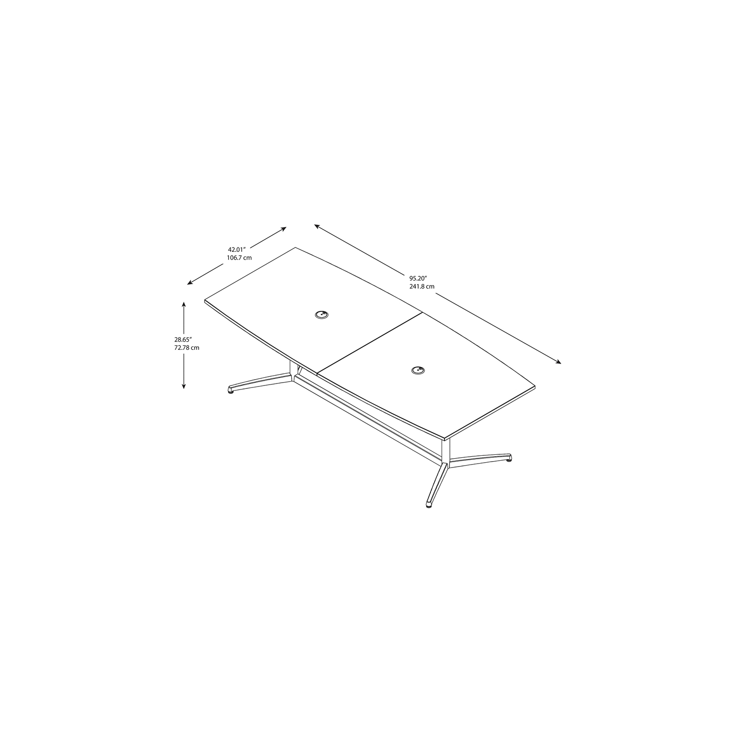 Bush Business Furniture Boat Shaped Conference Table with Metal Base in Cherry