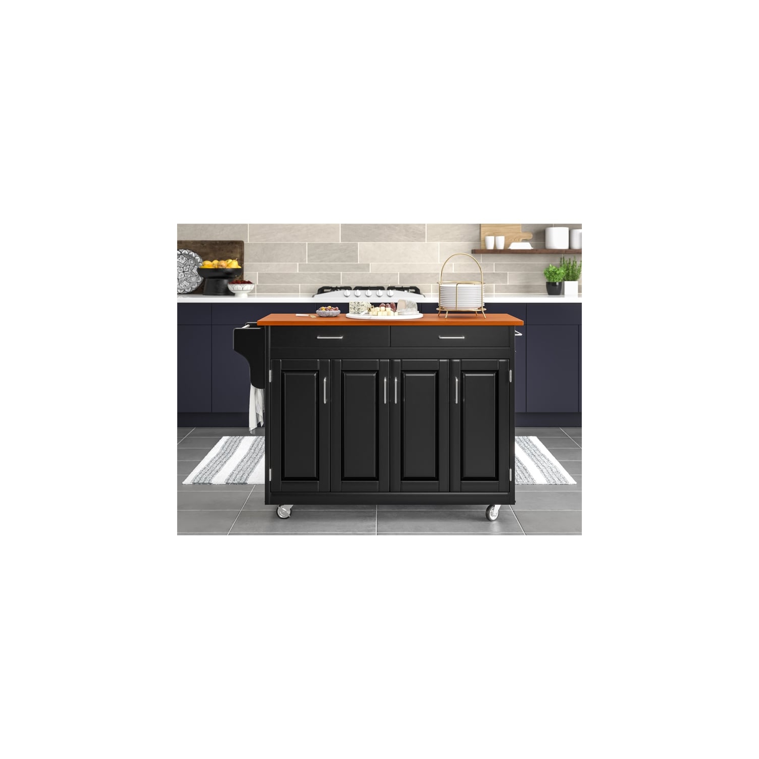 Homestyles – Chariot de cuisine à roulettes en bois Create-a-Cart, noir