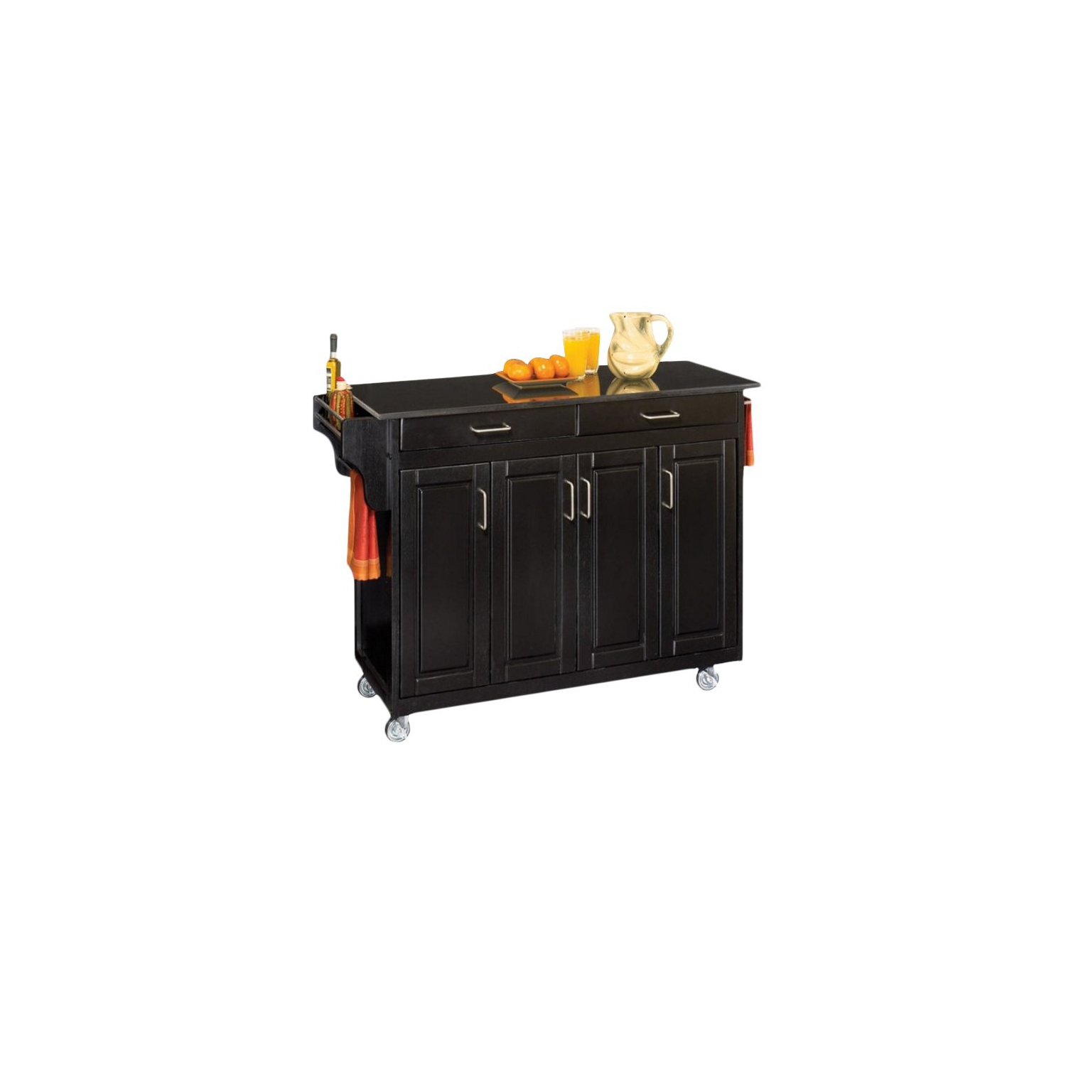 Homestyles Create-a-Cart Wood Rolling Kitchen Cart in Black