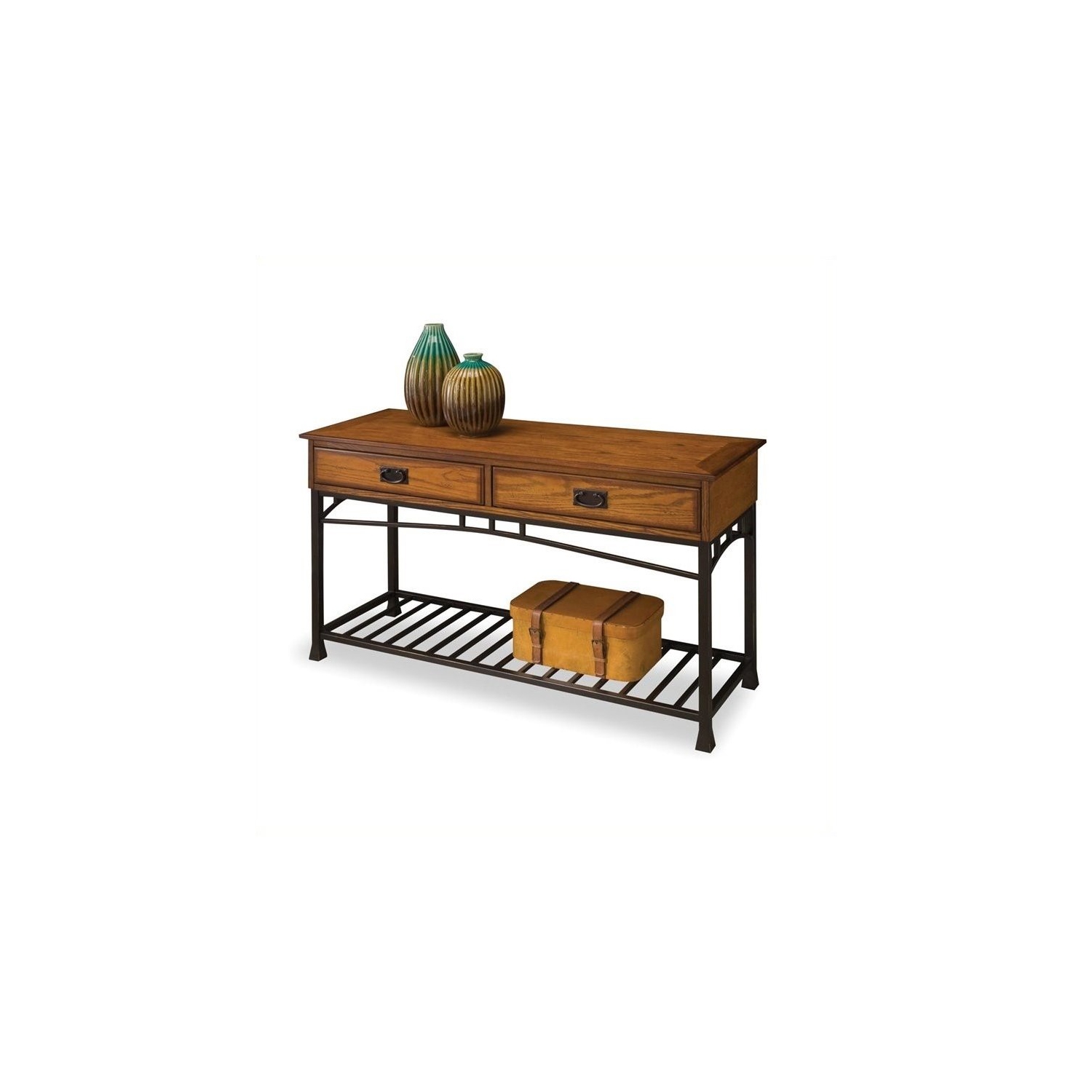 Homestyles Modern Craftsman Wood Console Table in Brown