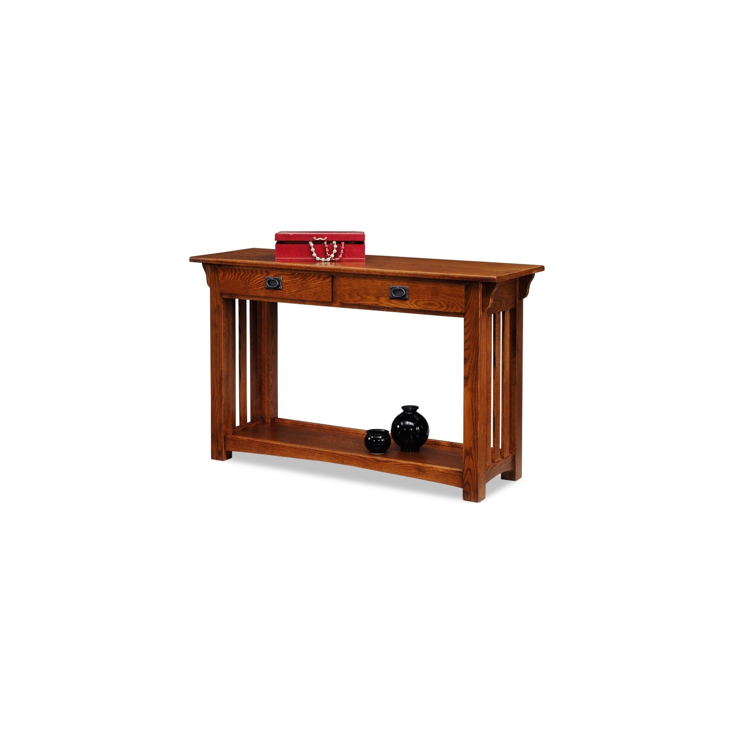 Table console Mission en bois avec tiroirs et tablette de Leick Furniture, chêne