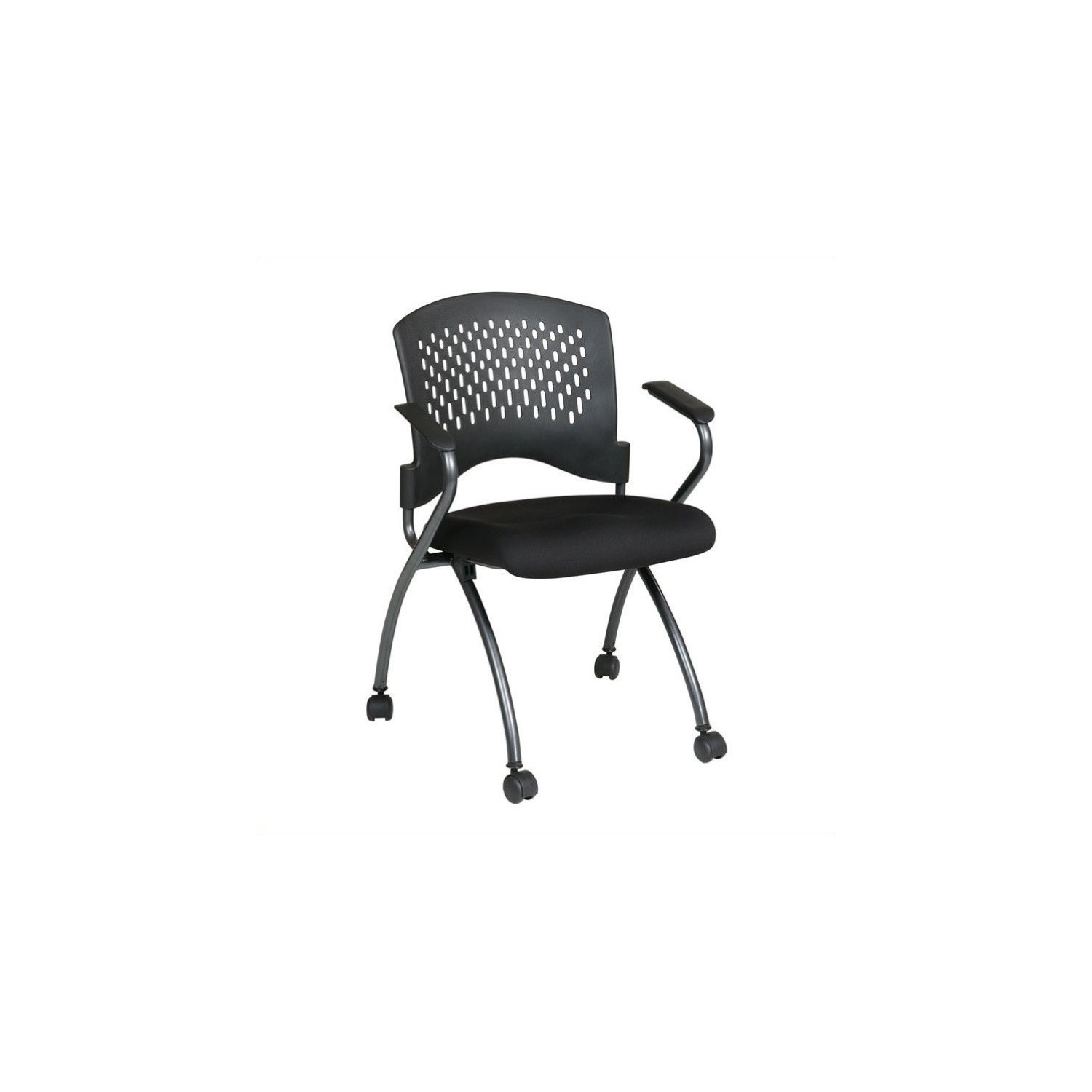 Set of 2 Deluxe Black Folding Chair with Ventilated Plastic Wrap Around Back
