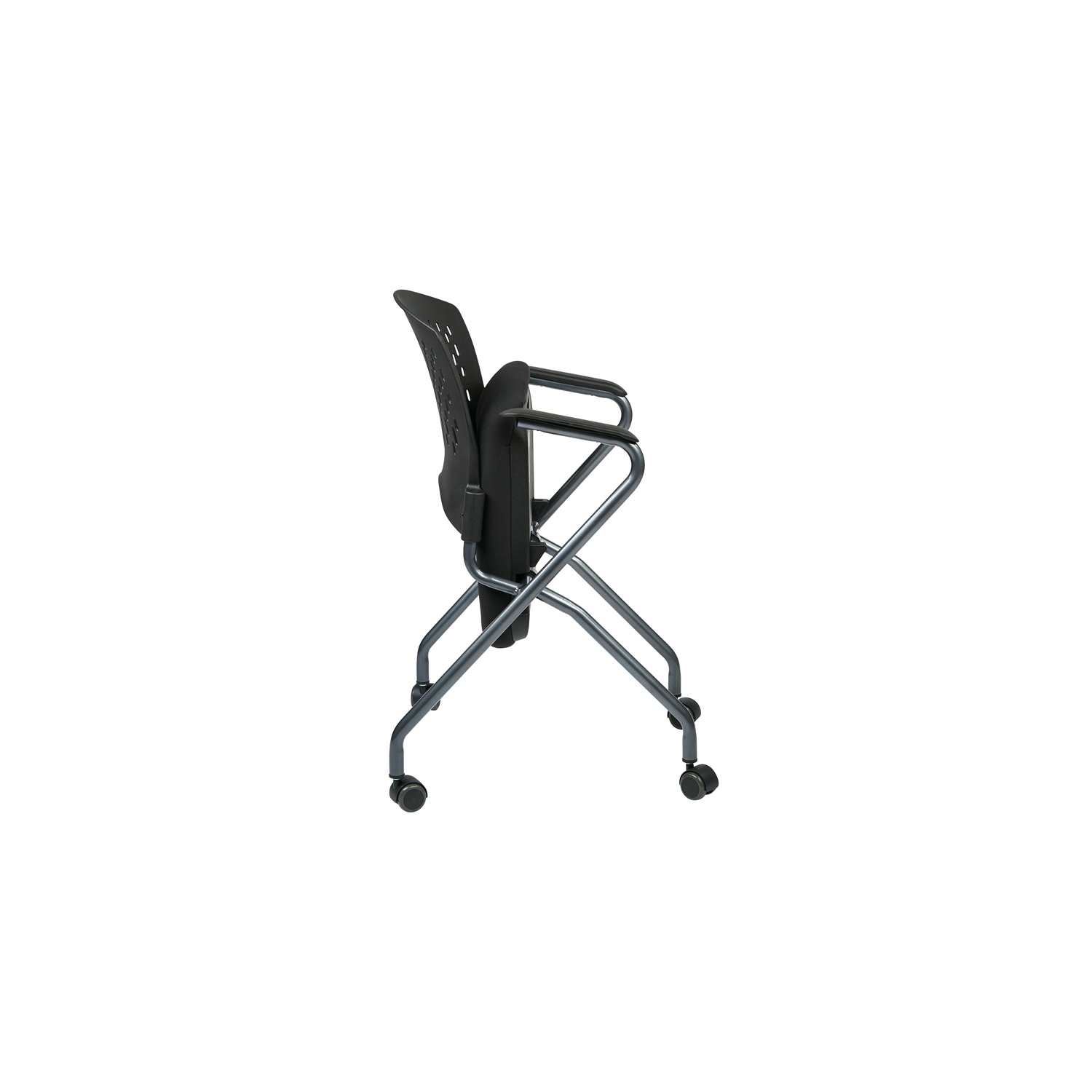 Set of 2 Deluxe Black Folding Chair with Ventilated Plastic Wrap Around Back