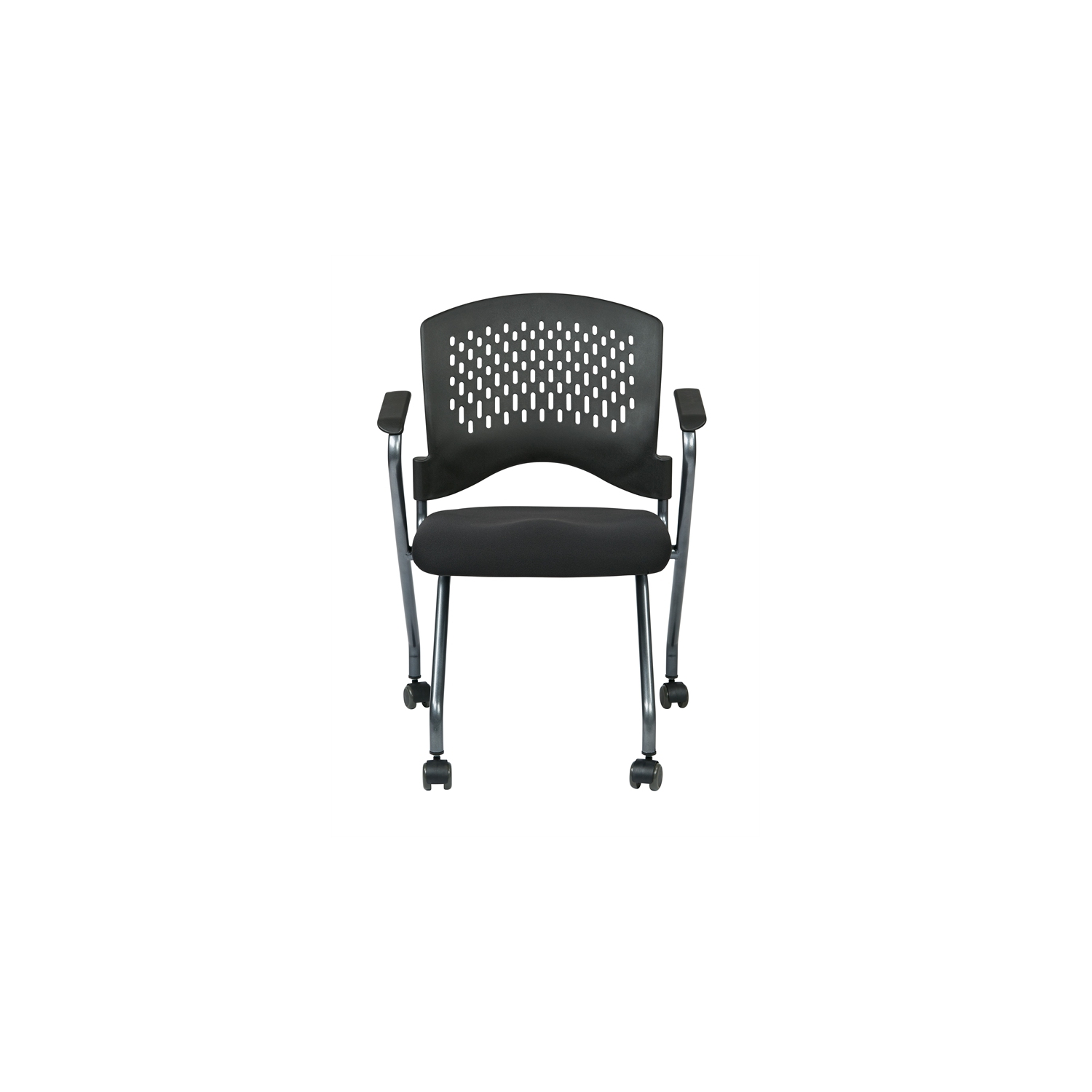 Set of 2 Deluxe Black Folding Chair with Ventilated Plastic Wrap Around Back