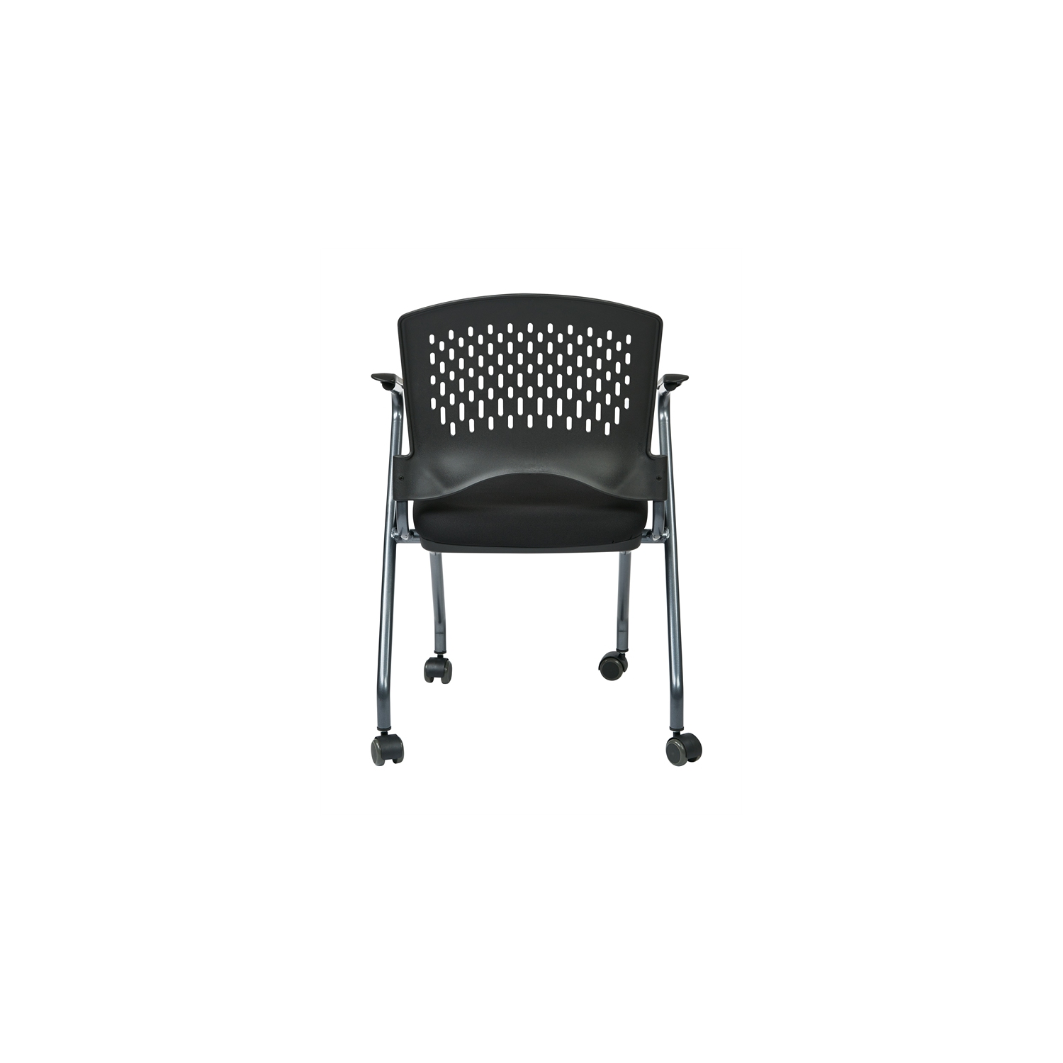 Set of 2 Deluxe Black Folding Chair with Ventilated Plastic Wrap Around Back