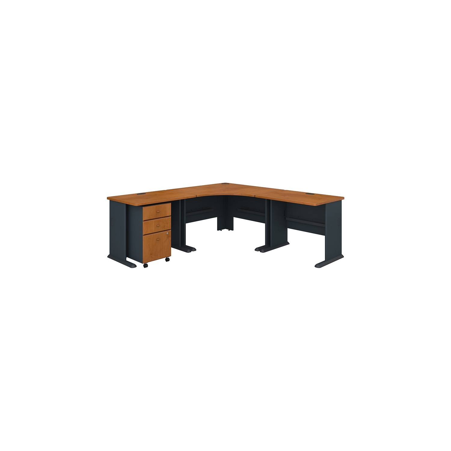 Series A 84W x 84D Corner Desk with Mobile File in Cherry - Engineered Wood