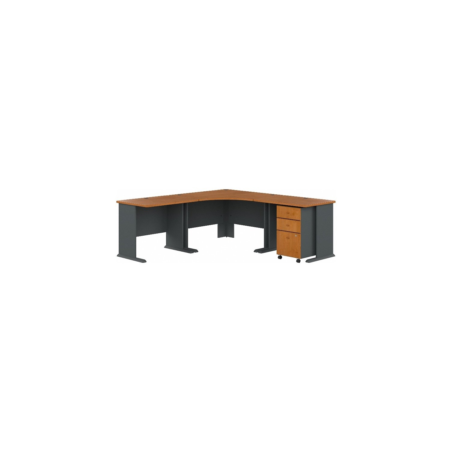 Series A 84W x 84D Corner Desk with Mobile File in Cherry - Engineered Wood