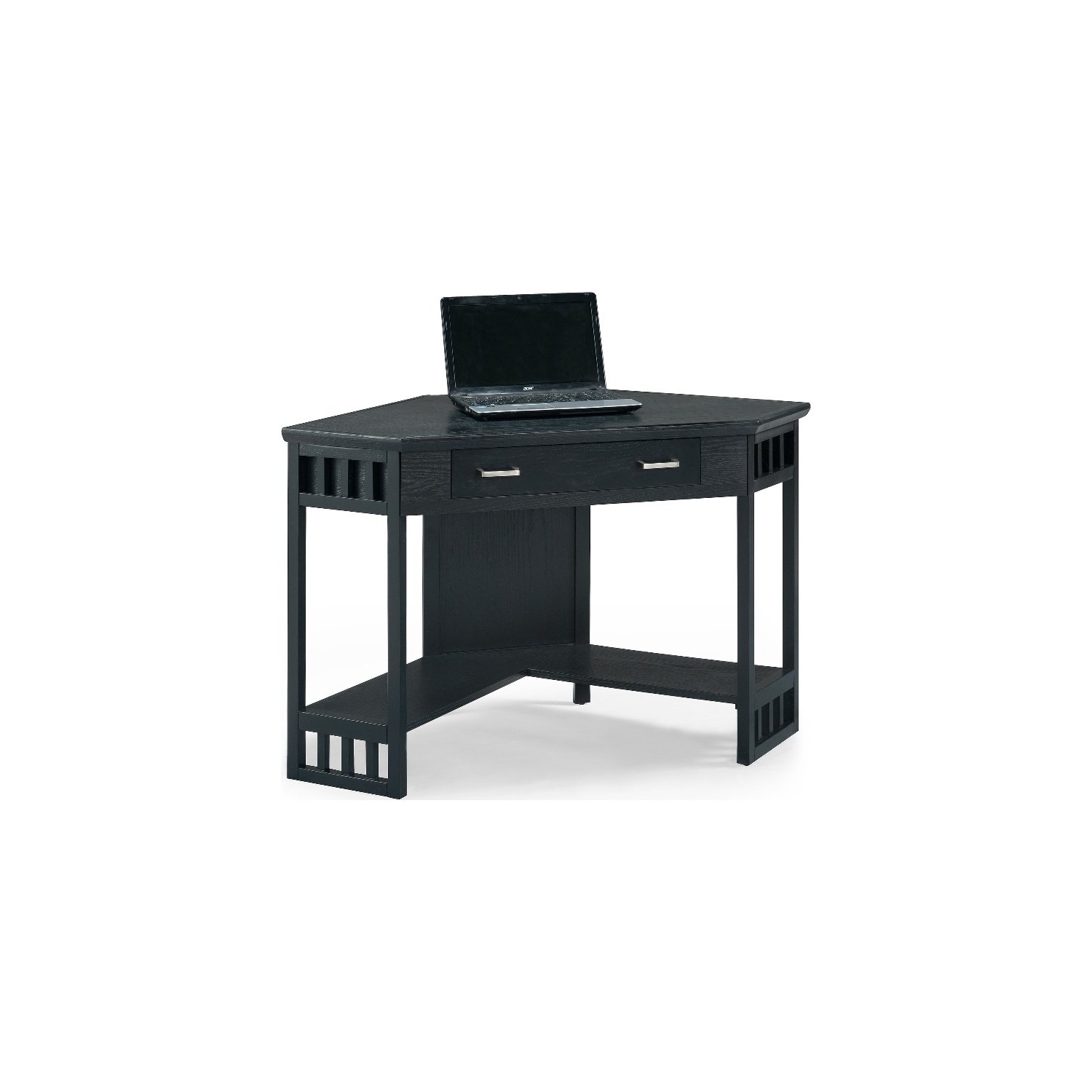 Leick Furniture Corner Computer Wood Desk in Black
