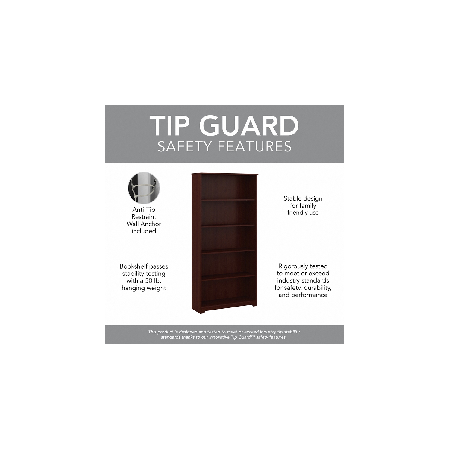 Bush Furniture Cabot L Shaped Desk 4 Piece Office Suite in Harvest Cherry