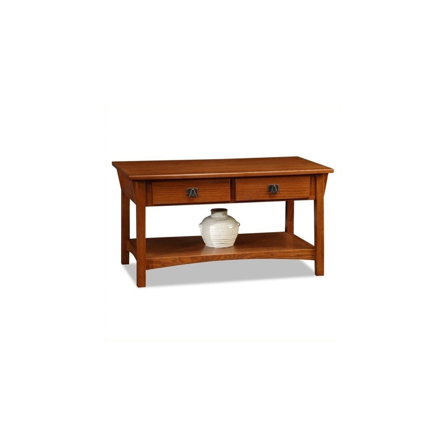 Leick Furniture Mission Two Drawer Storage Wood Coffee Table in Russet