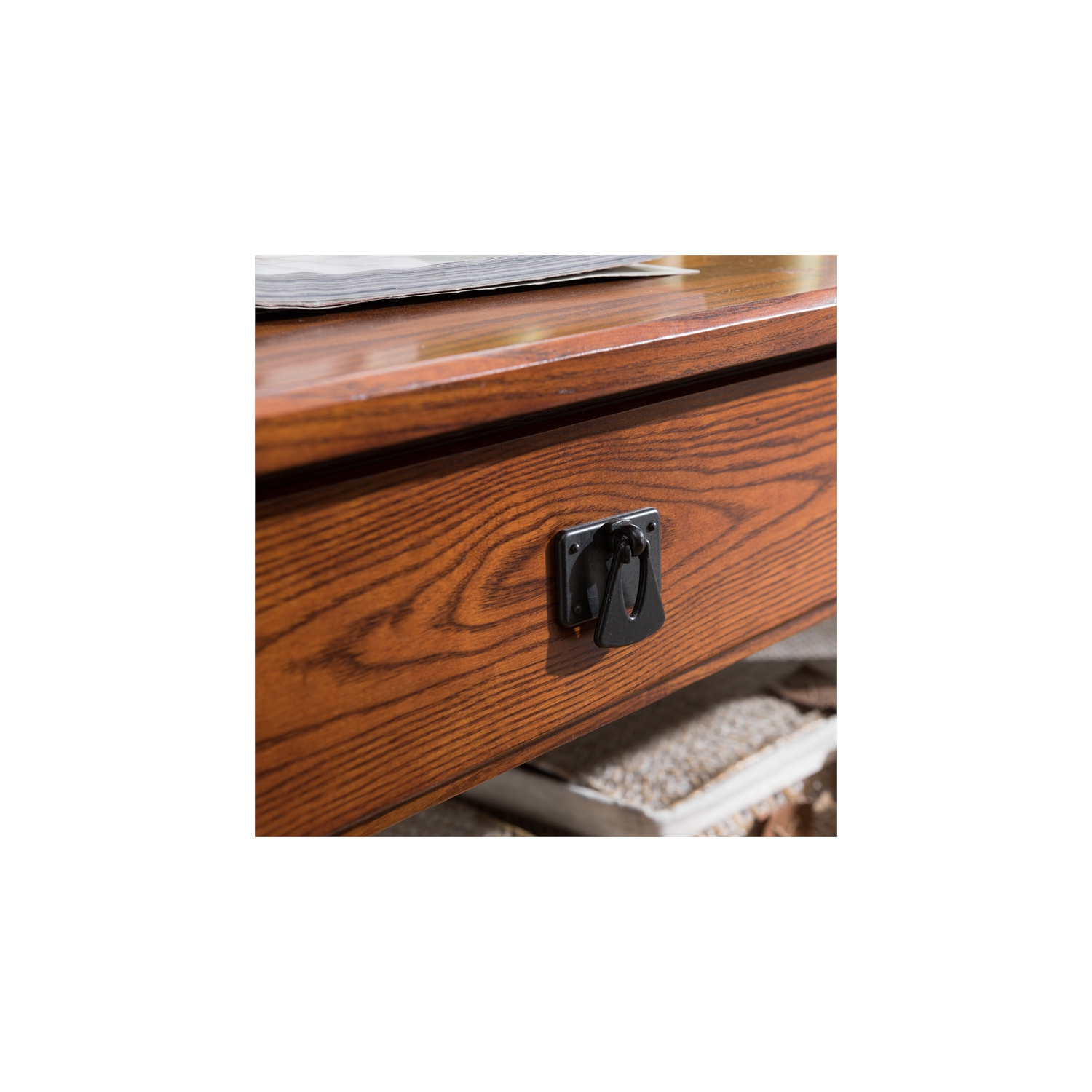 Leick Furniture Mission Two Drawer Storage Wood Coffee Table in Russet