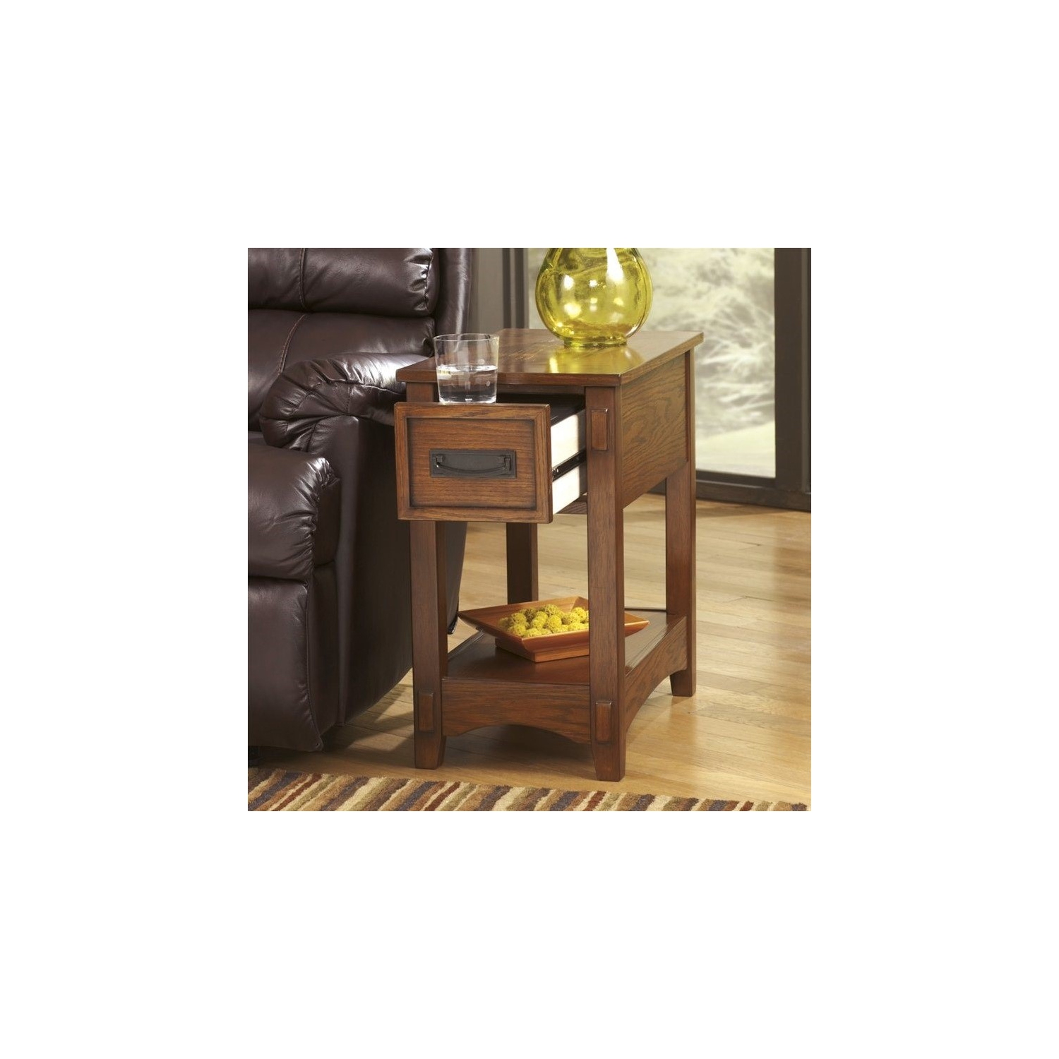 Ashley Furniture Furniture Breegin 1 Drawer End Table in Brown