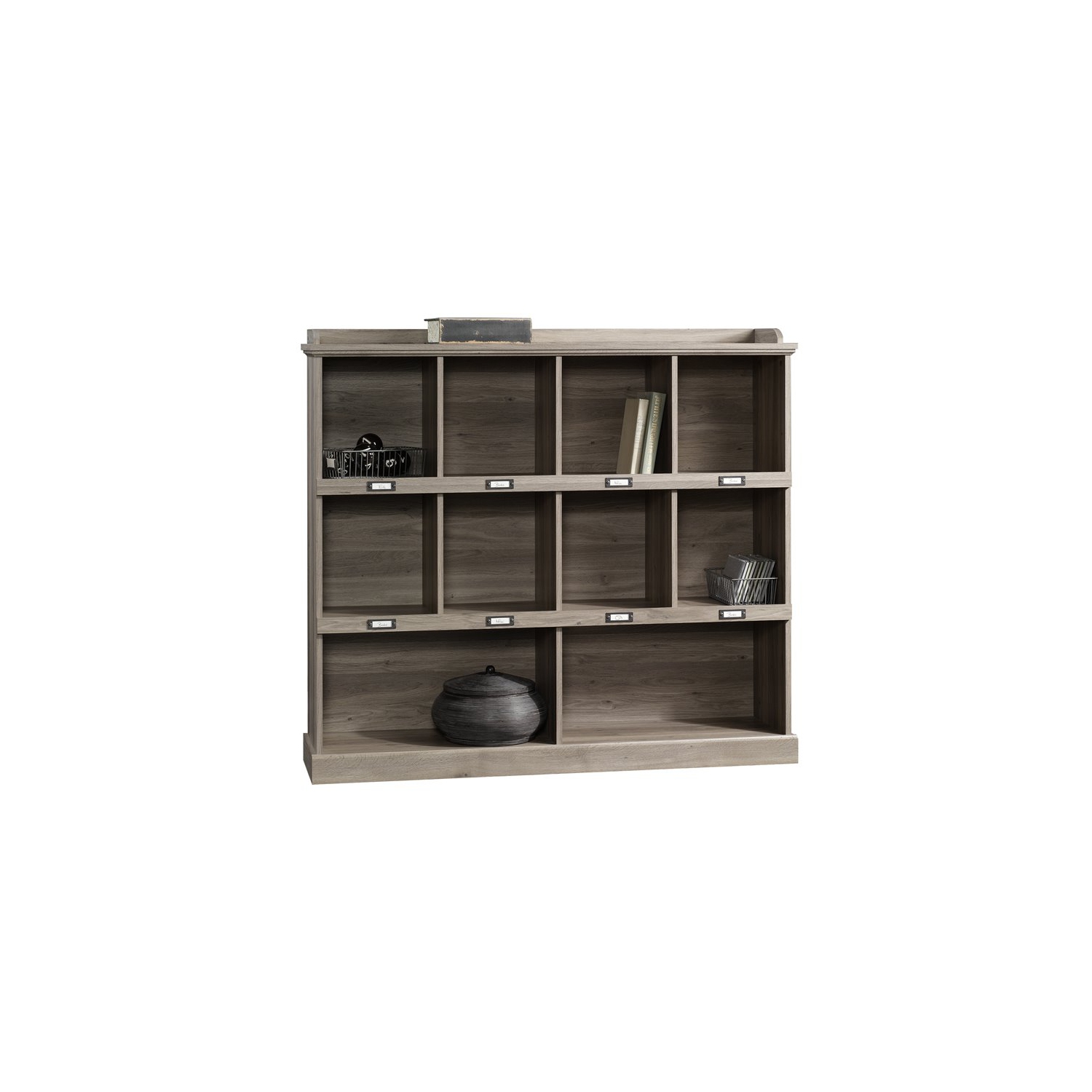 Sauder – Bibliothèque à 10 compartiments en bois d’ingénierie Barrister Lane, chêne salé