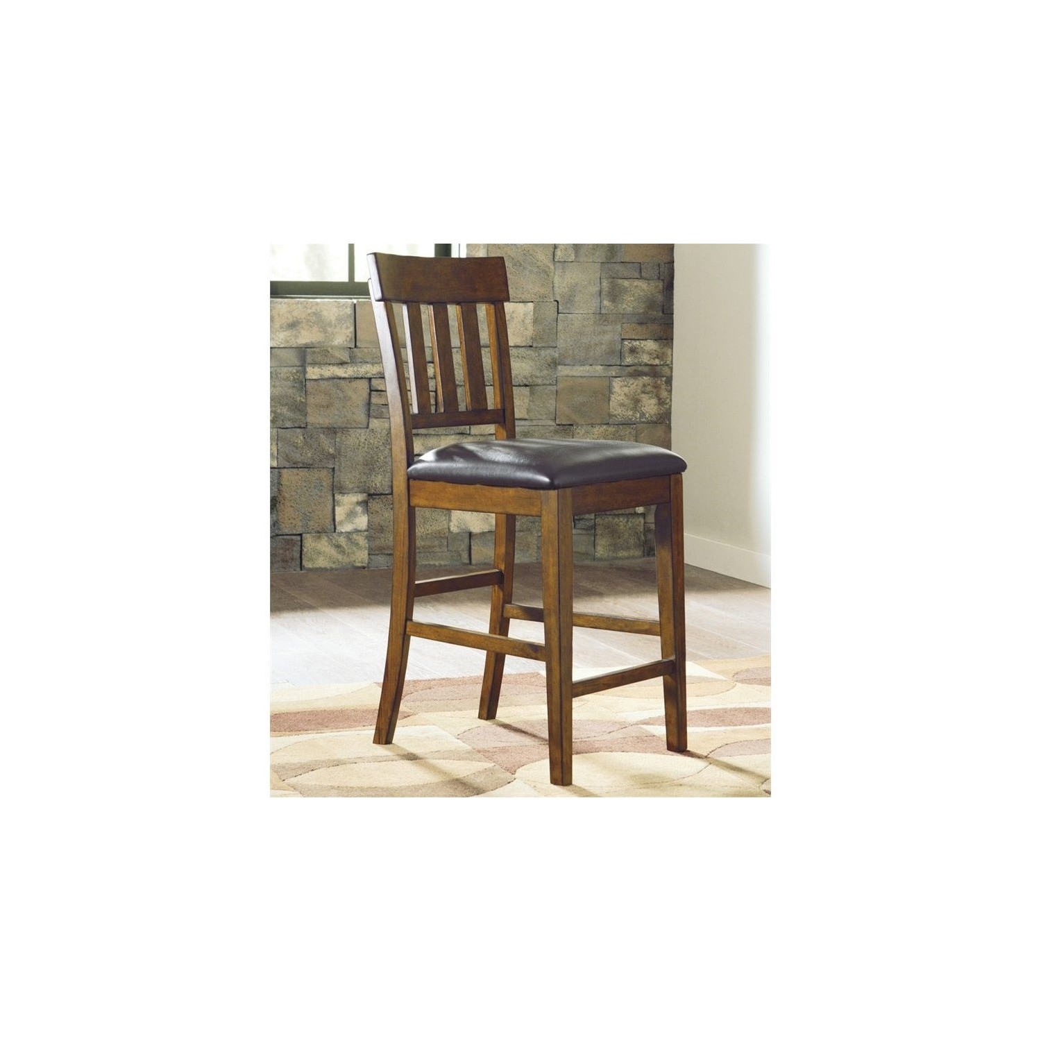 Ashley Bar Stool Chair - Set of 2 - Medium Brown