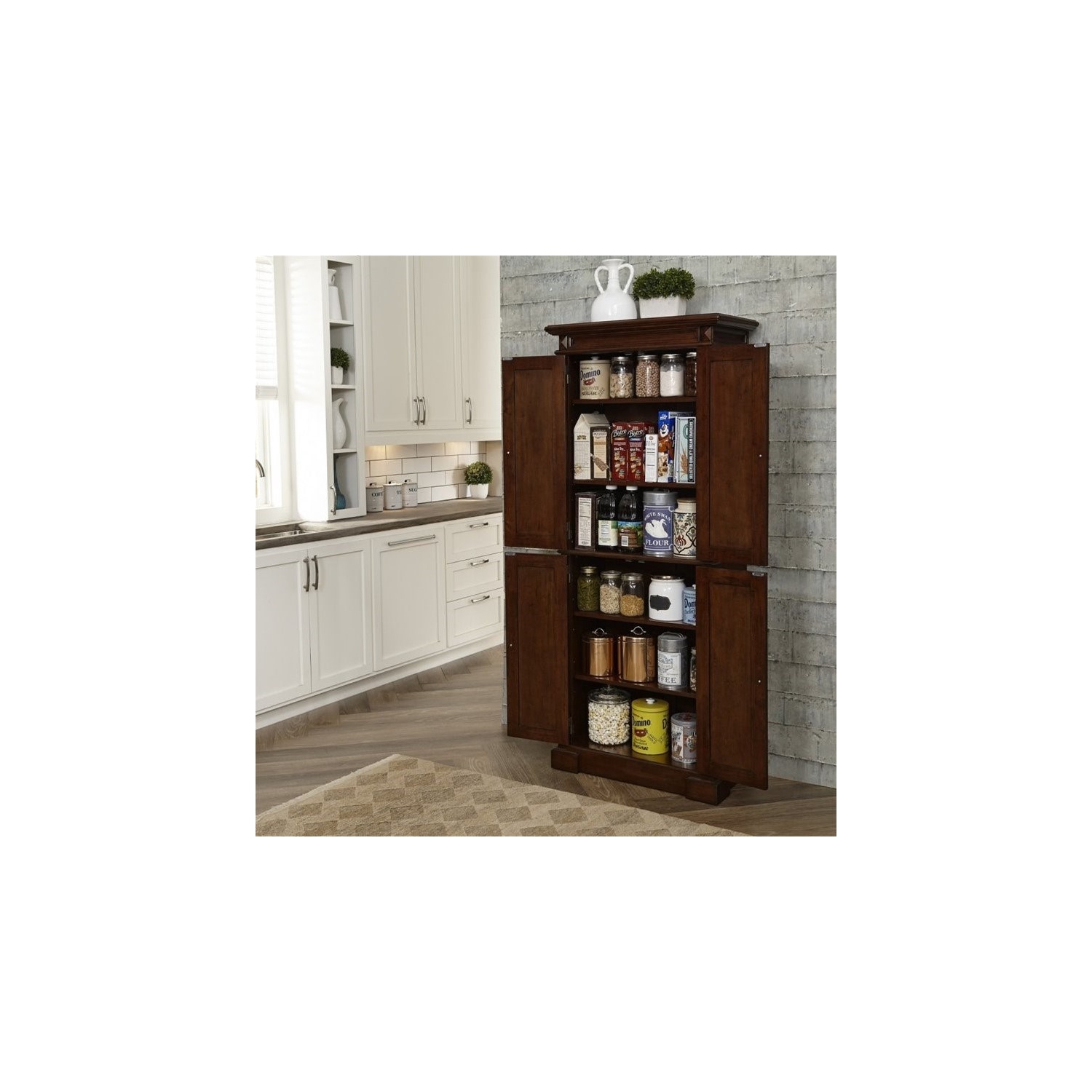 Homestyles Americana Wood Pantry in Brown