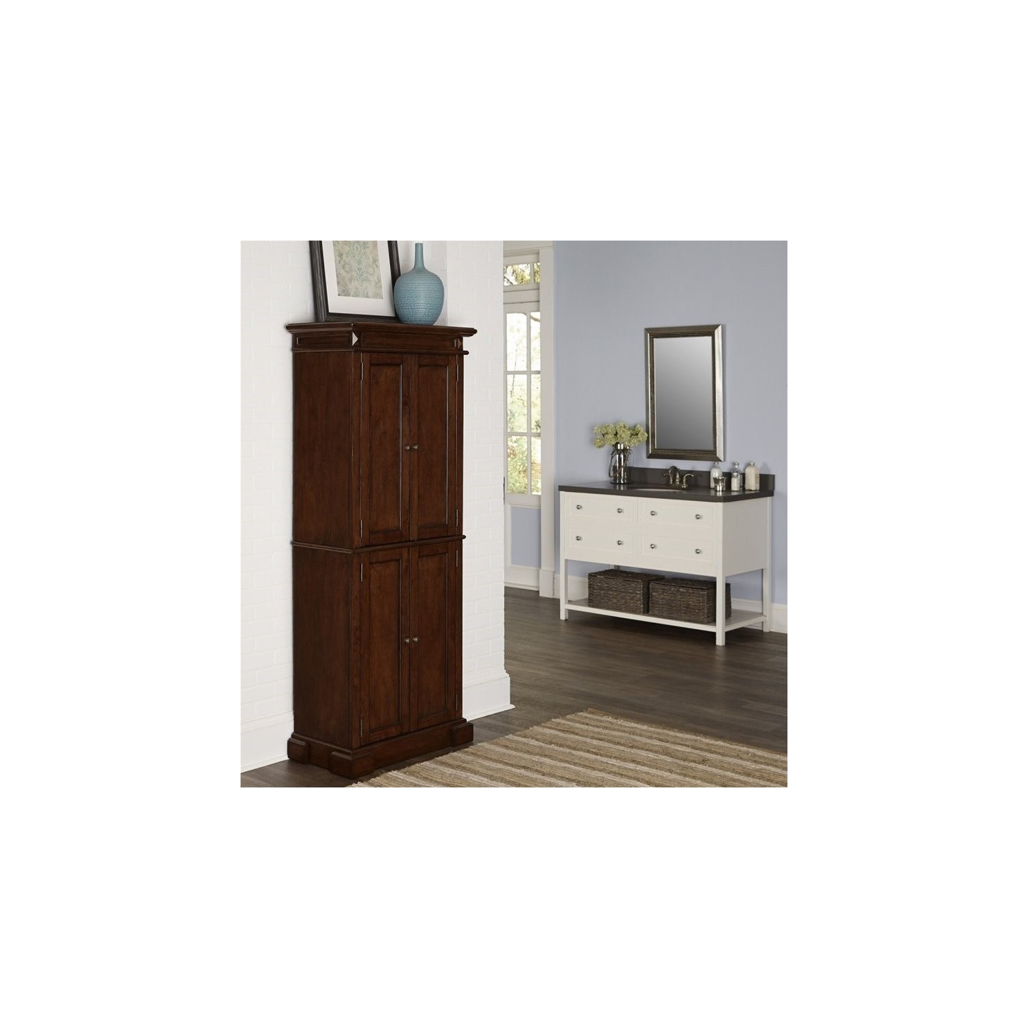 Homestyles Americana Wood Pantry in Brown