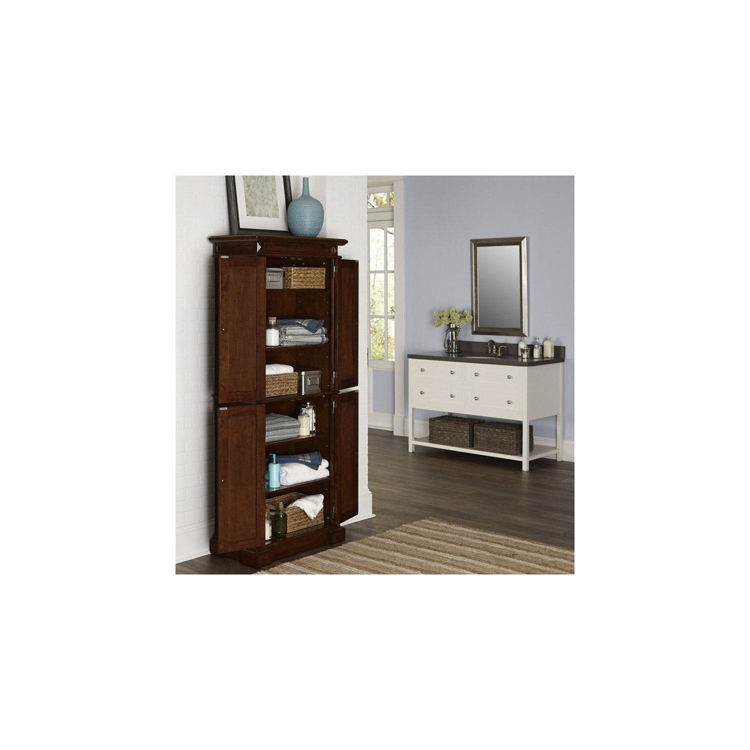 Homestyles Americana Wood Pantry in Brown