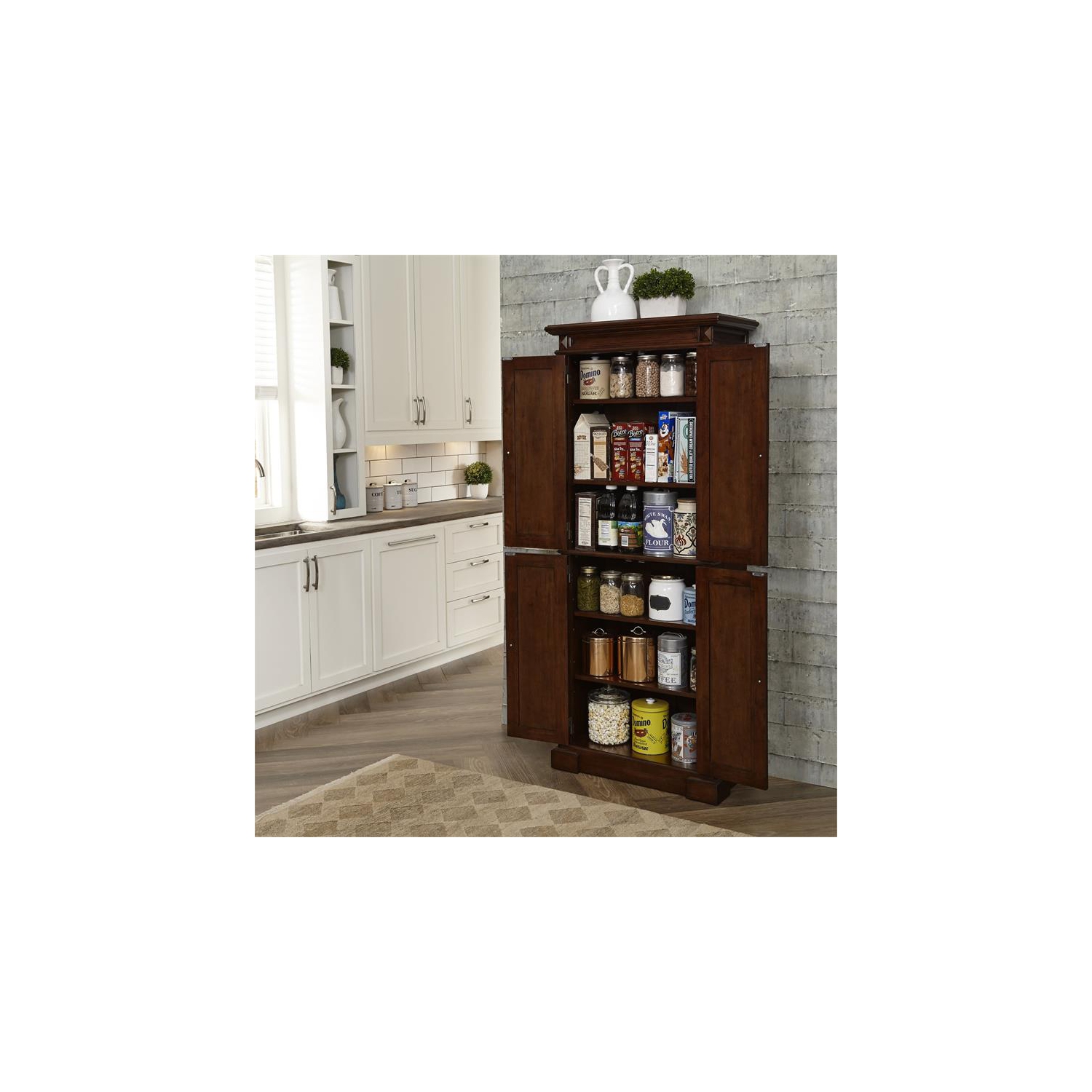 Homestyles Americana Wood Pantry in Brown