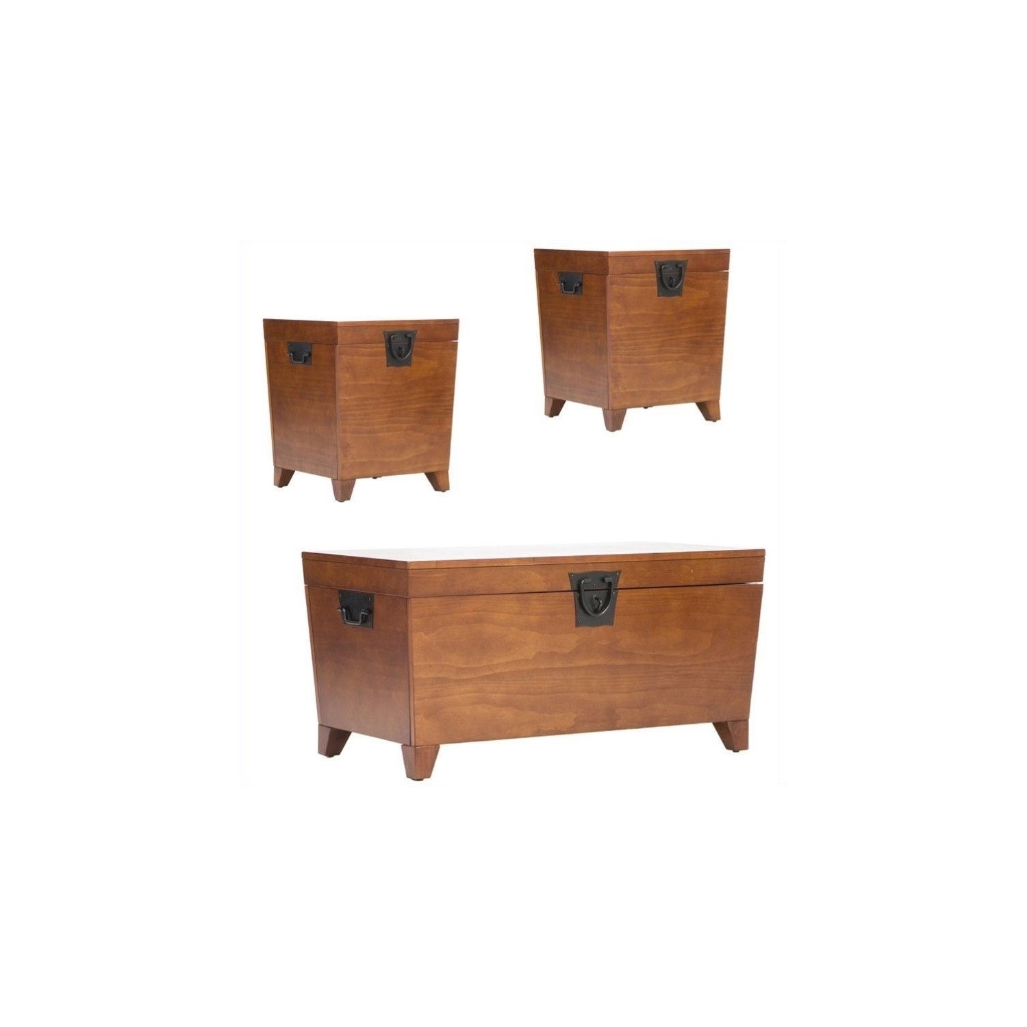 SEI Furniture Dorset 3 Piece Wood Trunk Table Collection in Oak