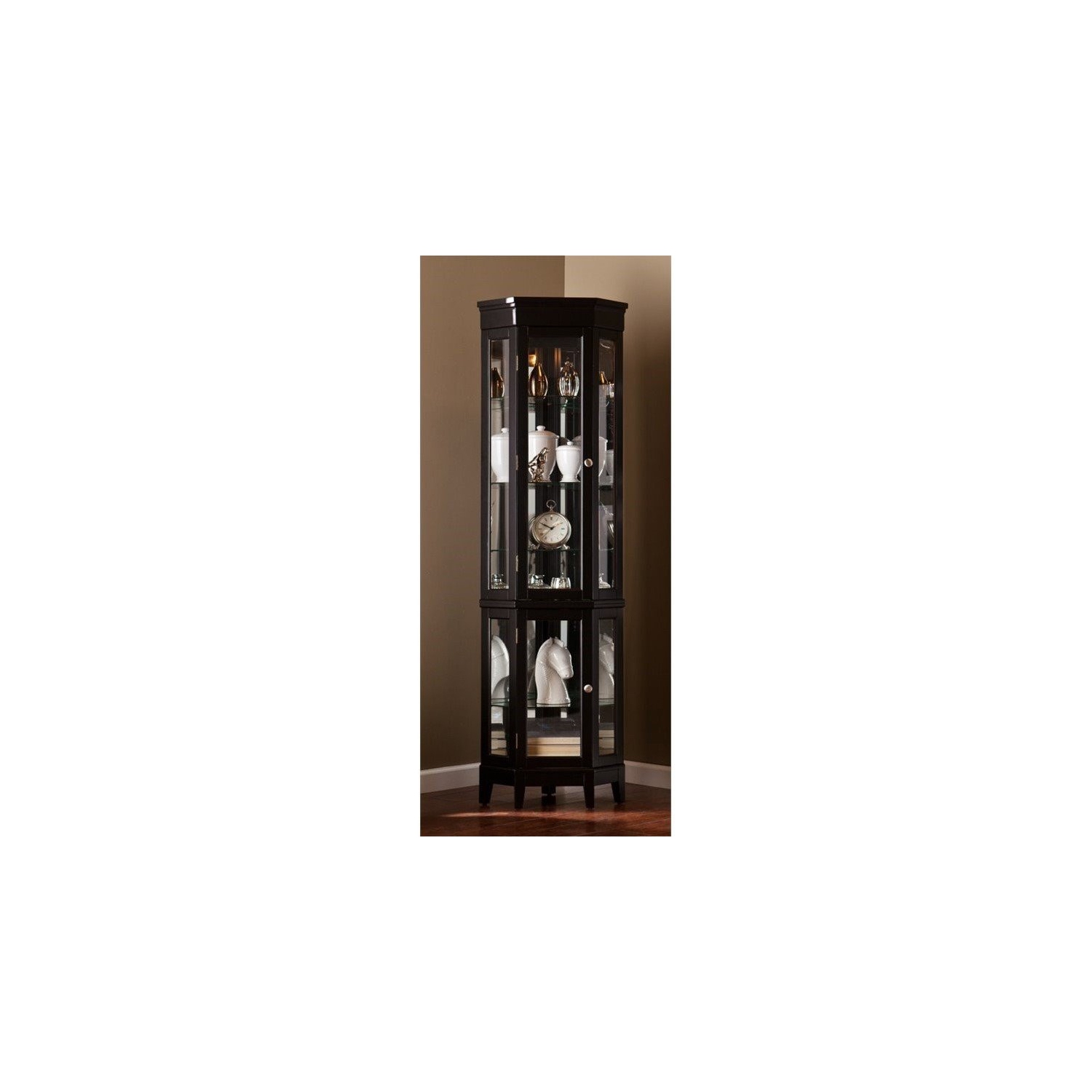 SEI Furniture Essex Corner Curio in Black