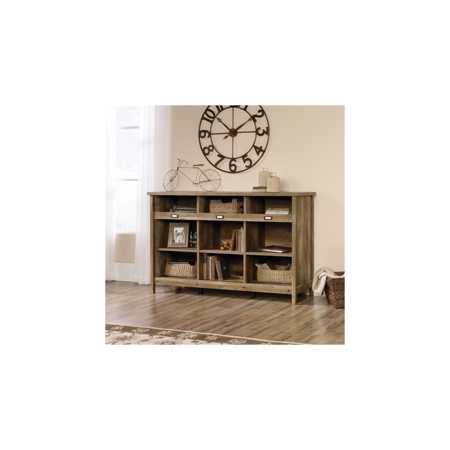 Sauder Adept 9 Cubby Storage Unit in Craftsman Oak