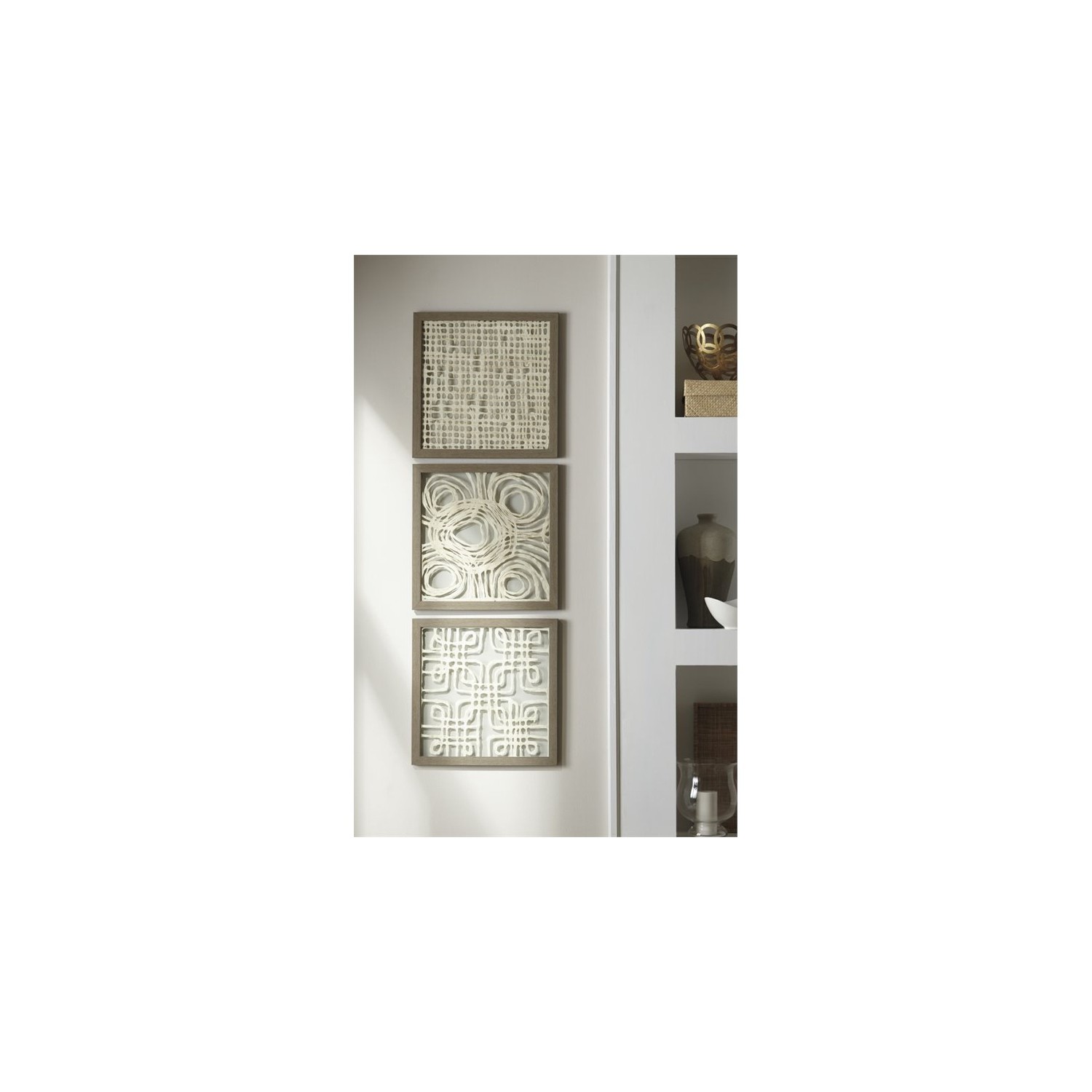 Ashley Odella 3 Piece Wall Decor Set in Cream and Taupe