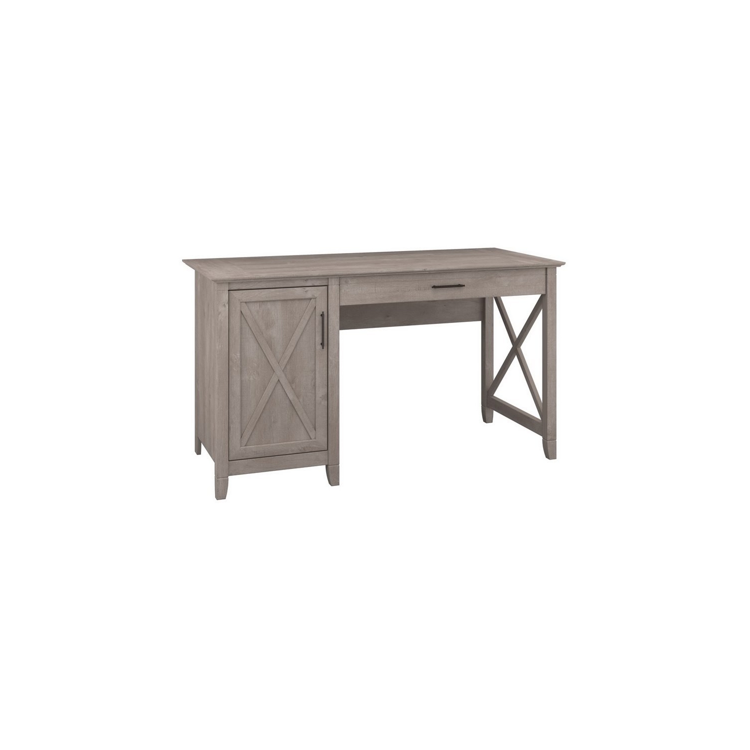 Key West 54W Computer Desk with Storage in Washed Gray - Engineered Wood