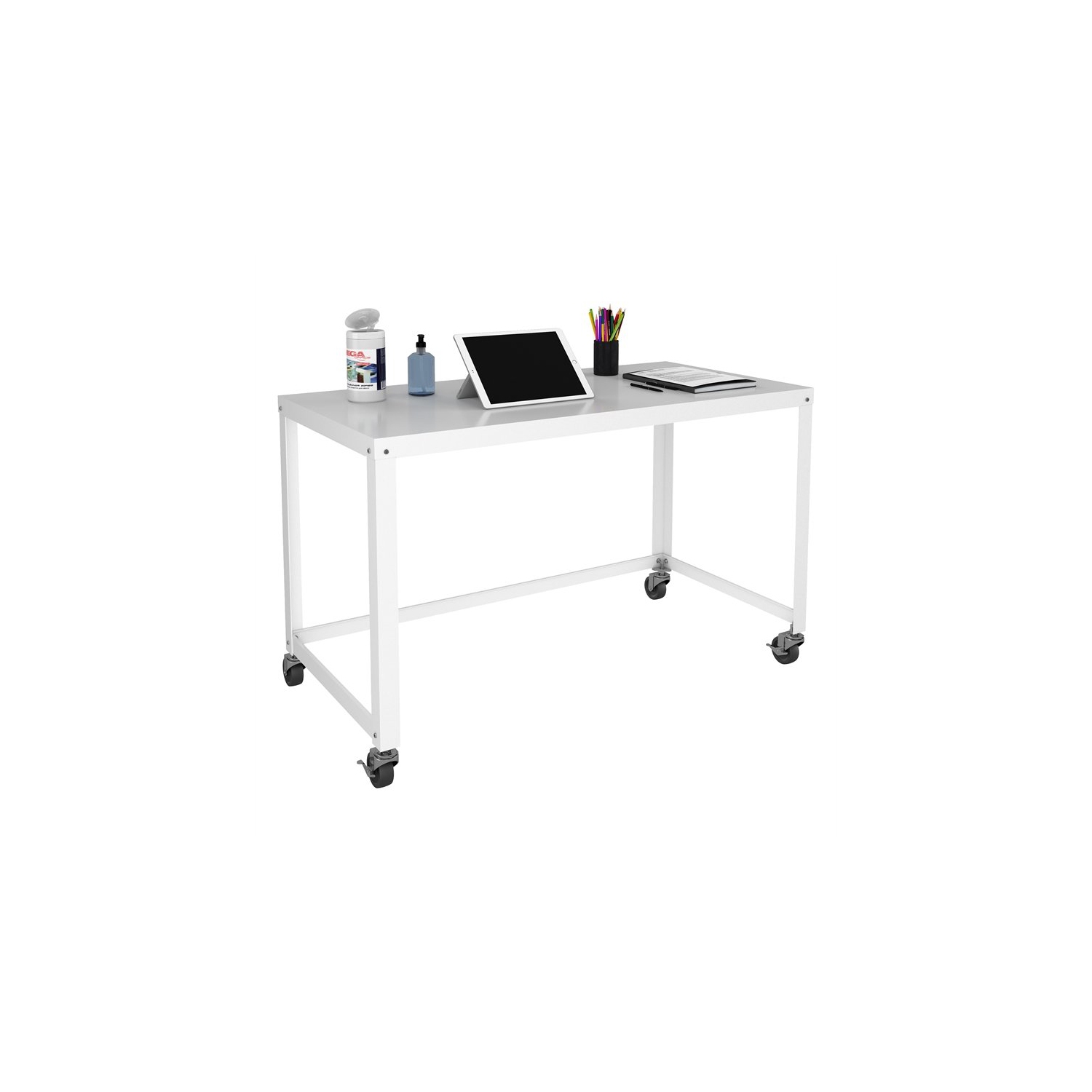 Hirsh Ready-to-assemble 48-inch Wide Mobile Metal Desk White