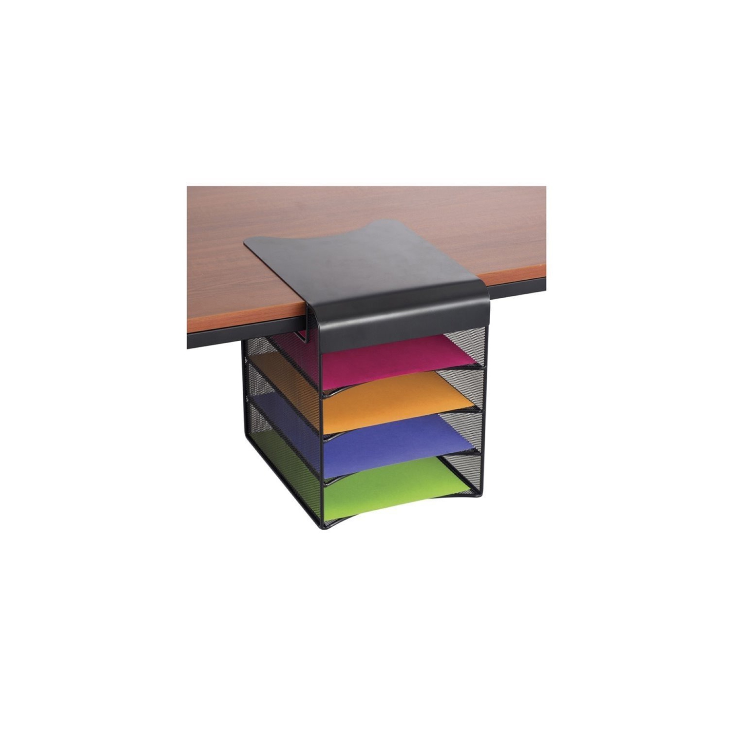 Safco Onyx Solid Top Horizontal With Hanging Steel Desk Organizer In Black