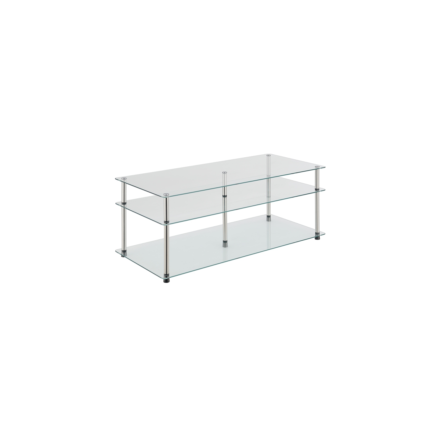 Convenience Concepts Designs2Go Three-Tier Coffee Table with Clear Glass Shelves