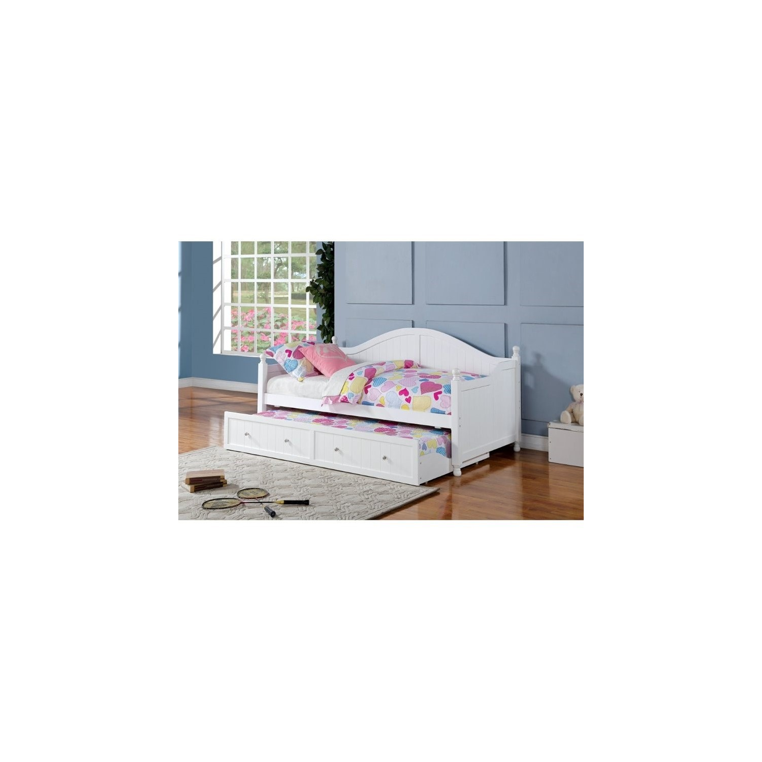 Coaster Daybed with Trundle in White