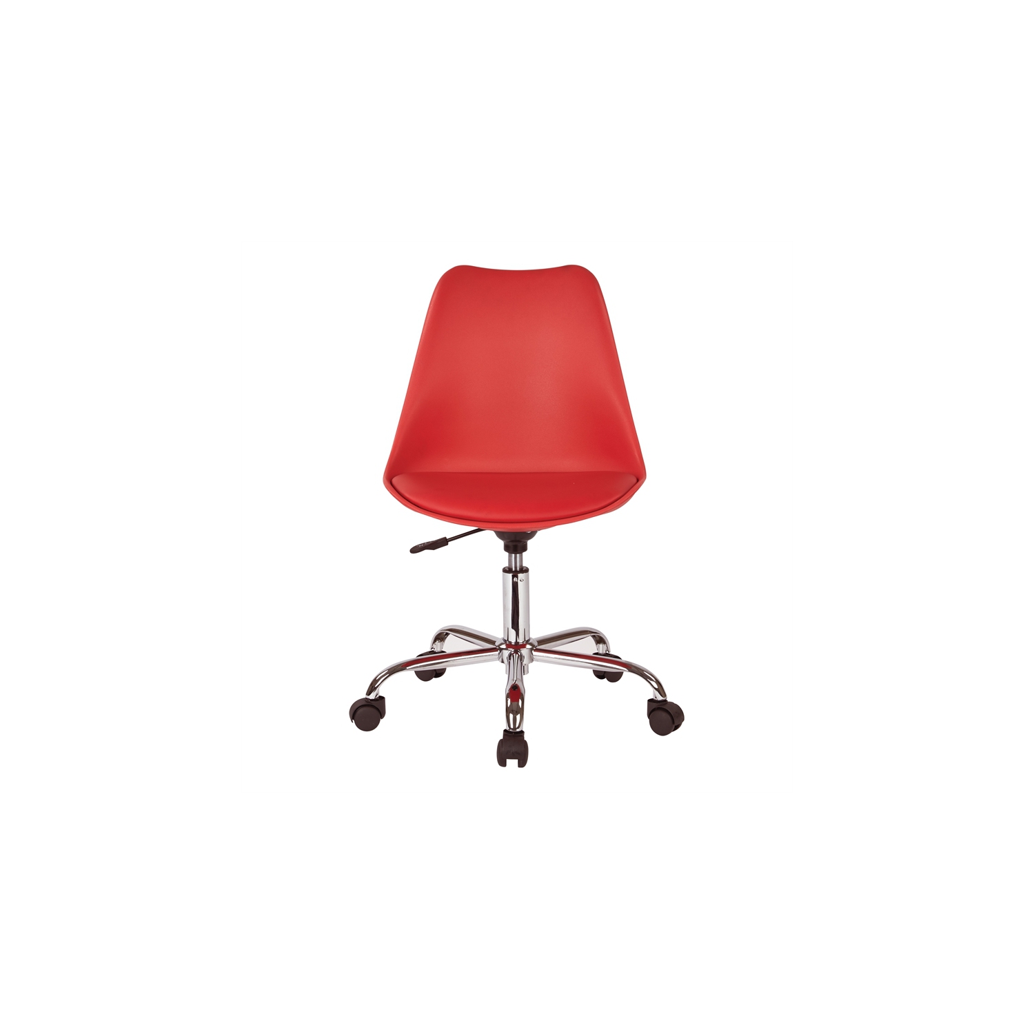 Fauteuil de bureau en similicuir rouge Emerson avec base chromée pneumatique